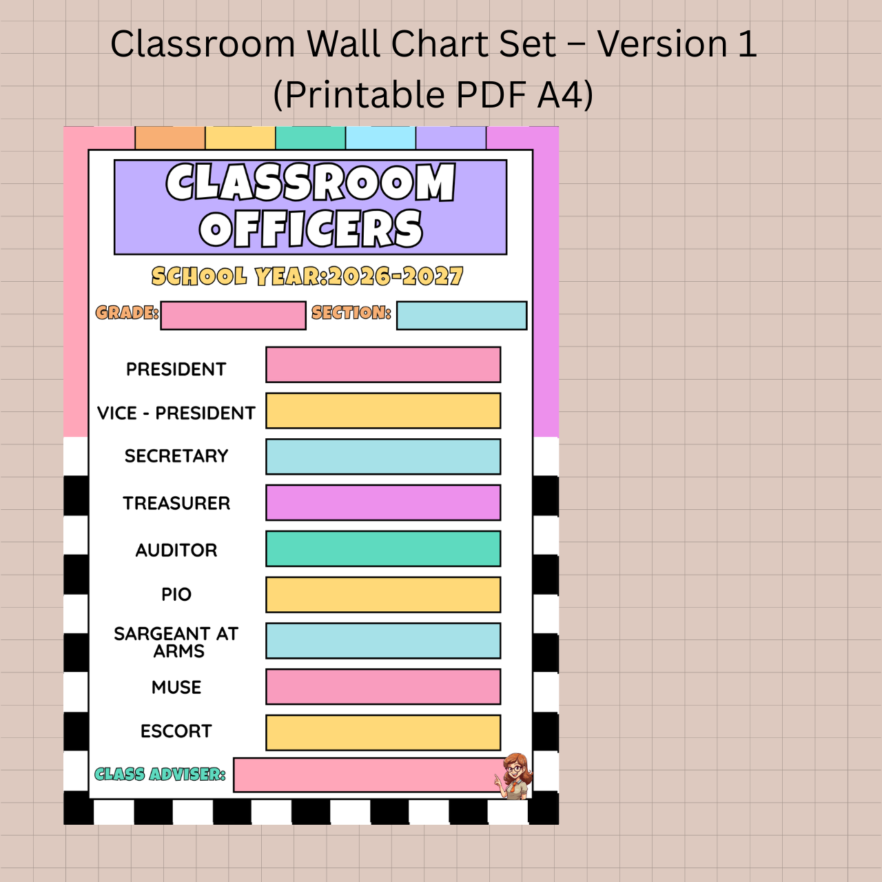 Digital Product - Classroom Wall Chart Set – Version 1 (Printable PDF A4)