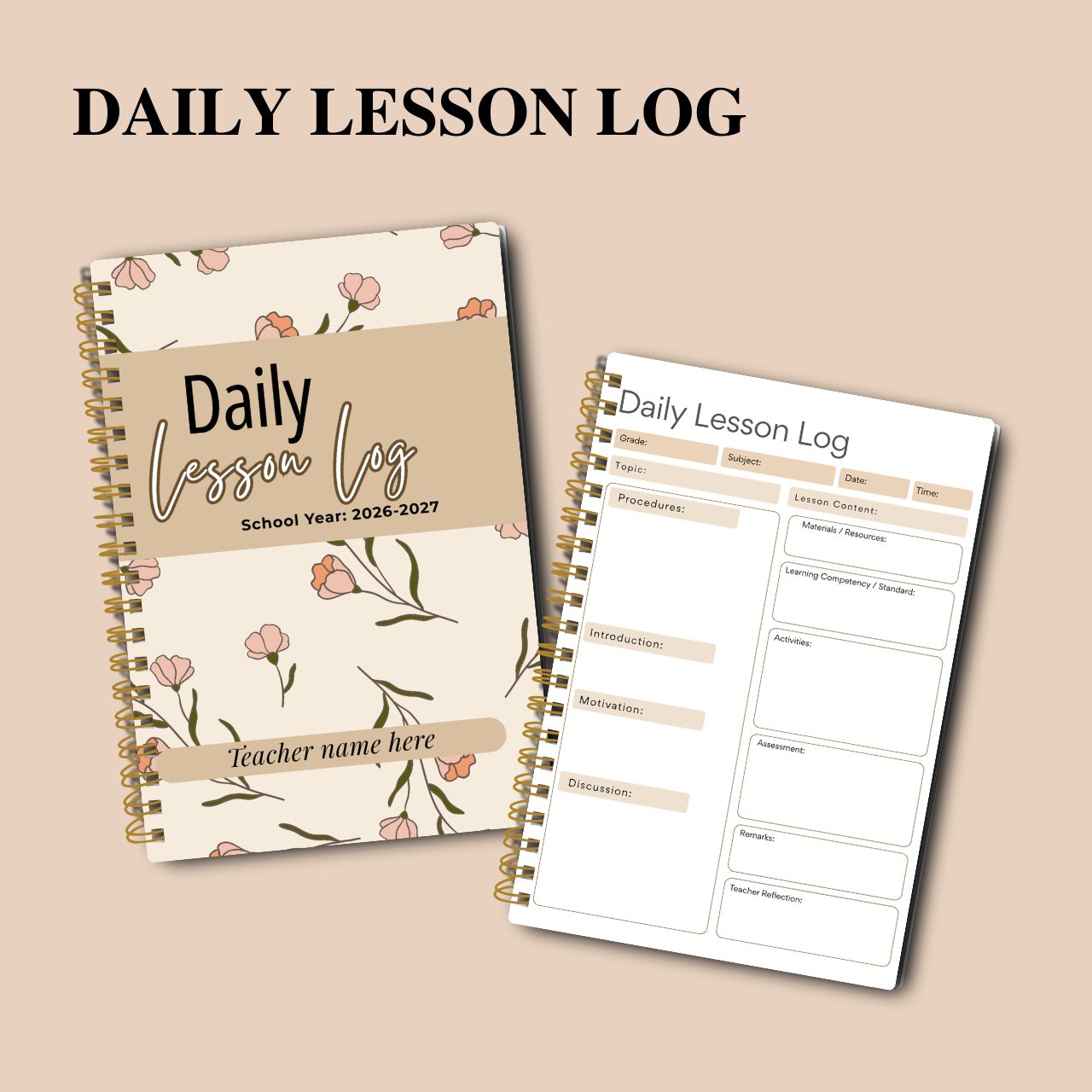 Daily Lesson Log Notebook A5 for Teachers | Classroom Teaching Record | SY 2026–2027