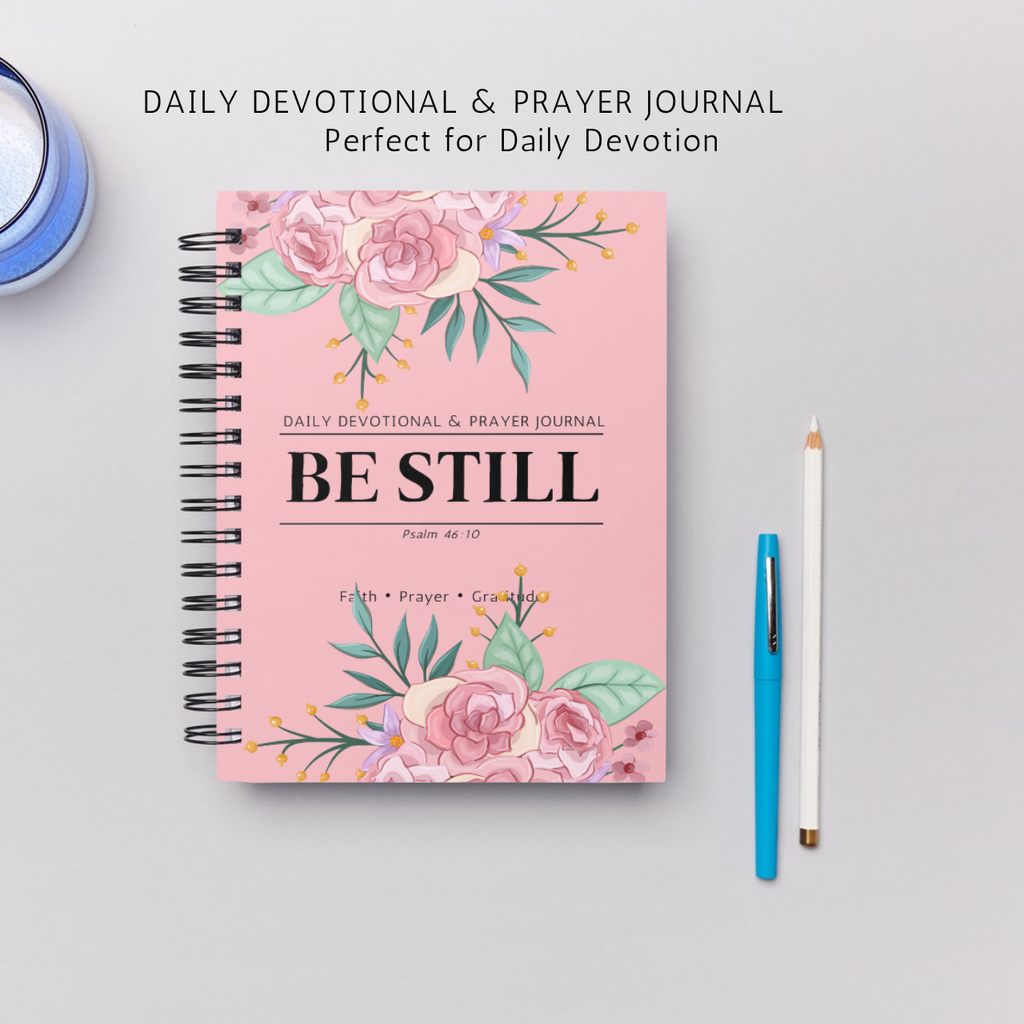 Daily Devotional & Prayer Journal – “Be Still” Faith Reflection Notebook | A5 Spiral Bound Christian Journal