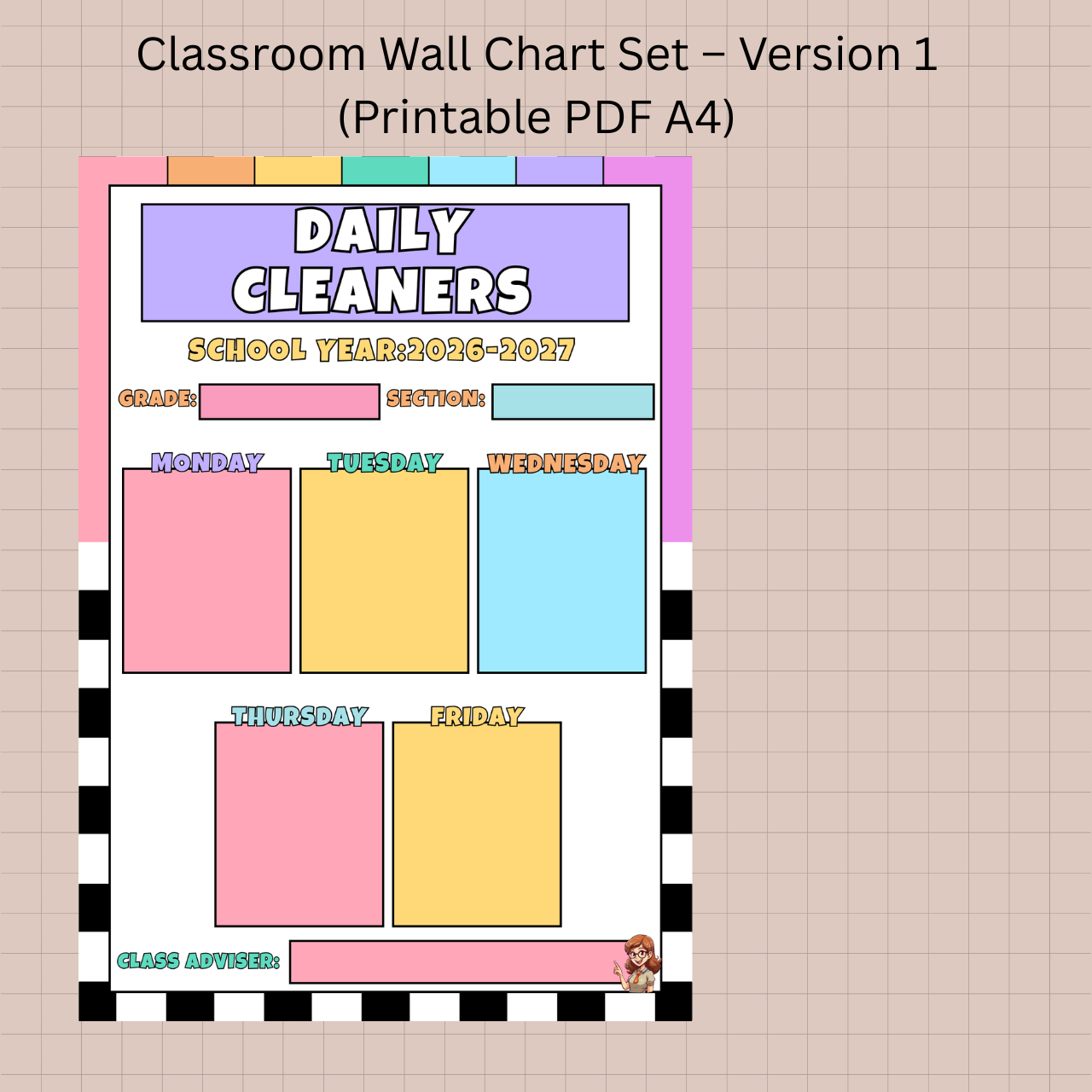 Digital Product - Classroom Wall Chart Set – Version 1 (Printable PDF A4)