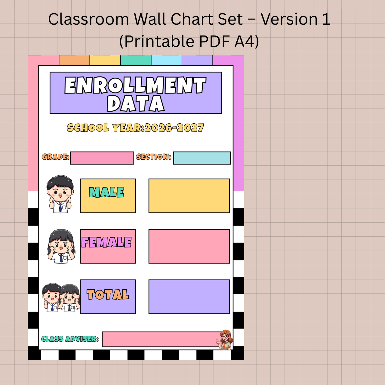 Digital Product - Classroom Wall Chart Set – Version 1 (Printable PDF A4)