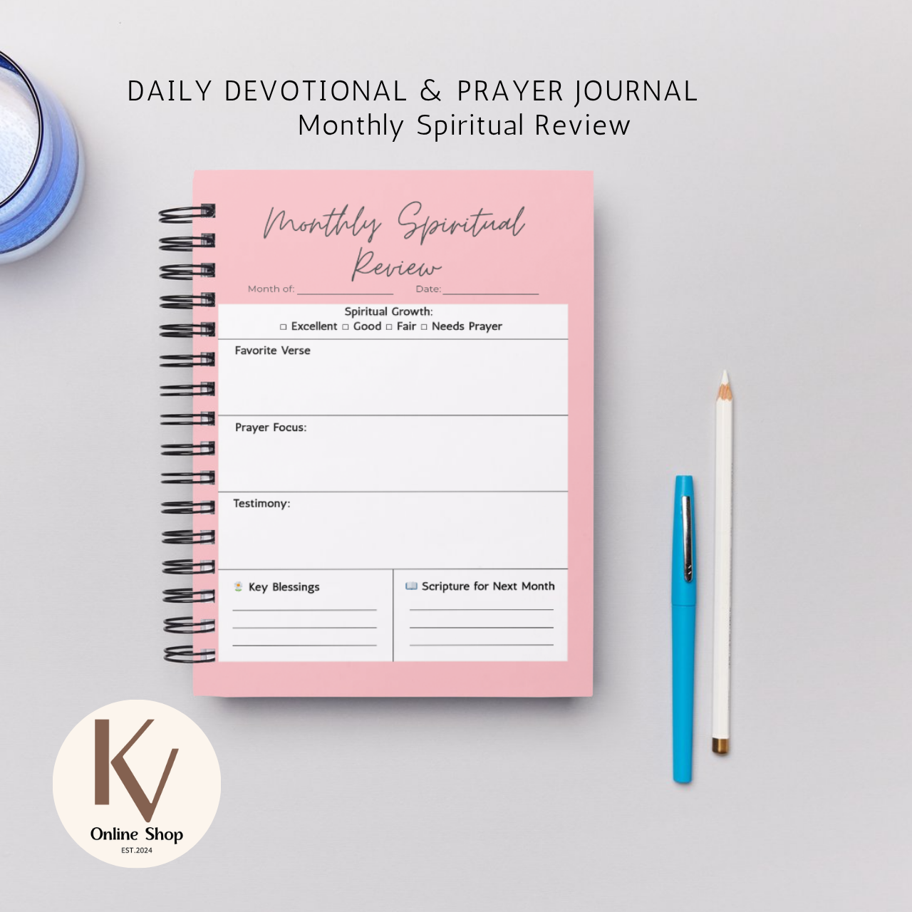 Daily Devotional & Prayer Journal – “Be Still” Faith Reflection Notebook | A5 Spiral Bound Christian Journal