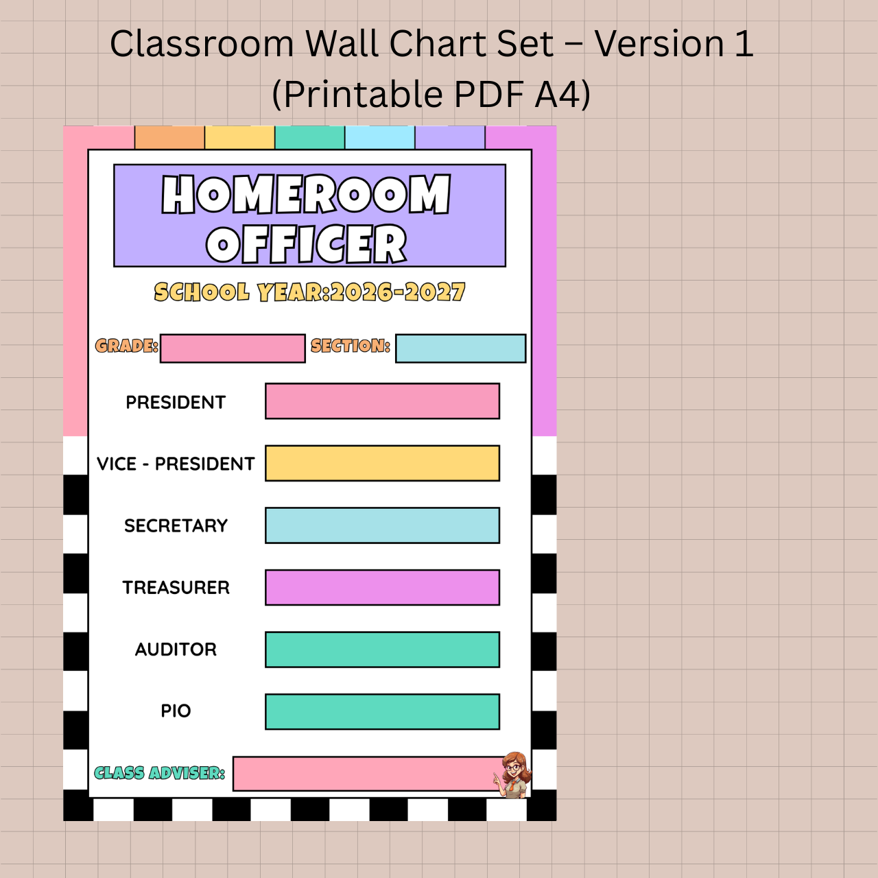 Digital Product - Classroom Wall Chart Set – Version 1 (Printable PDF A4)