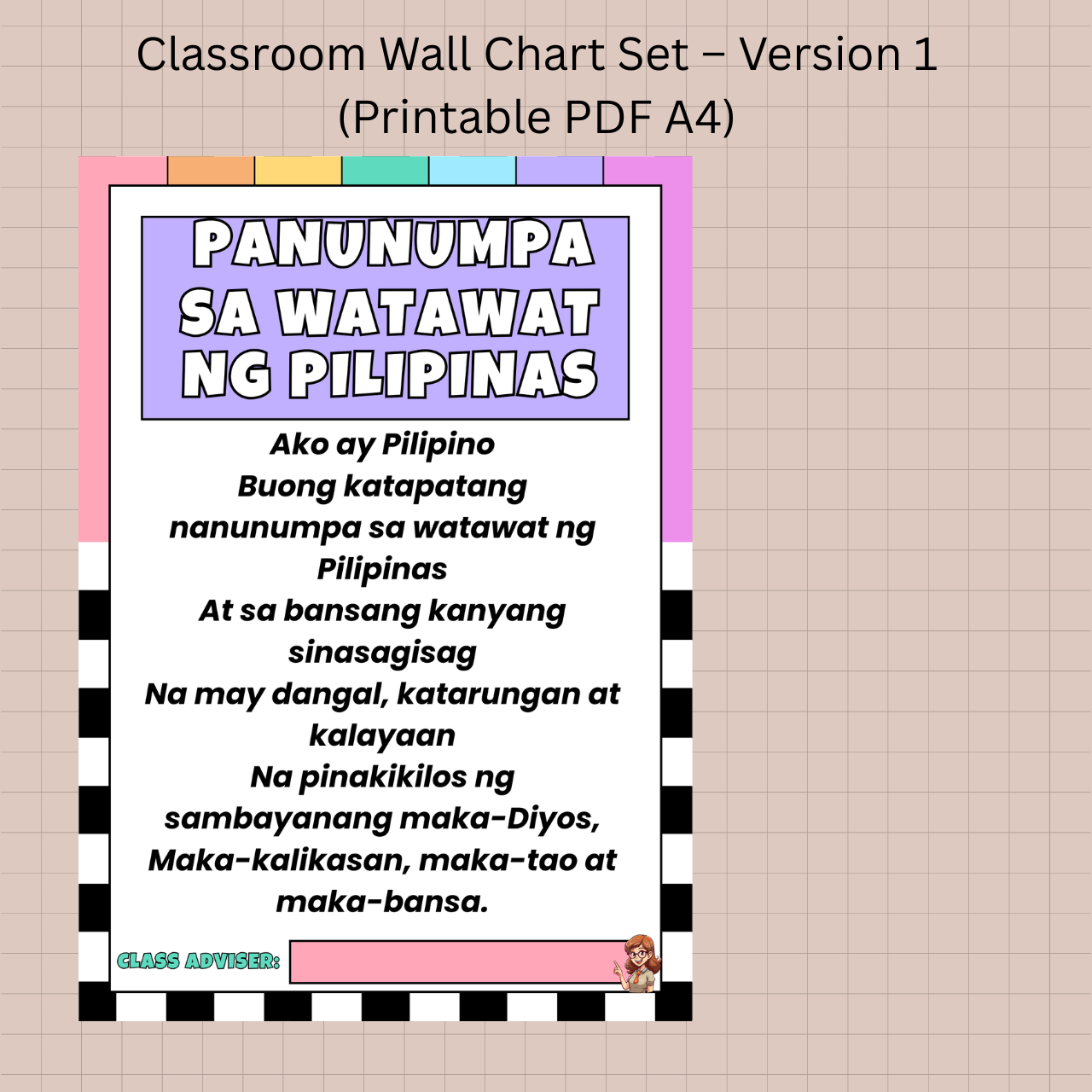 Digital Product - Classroom Wall Chart Set – Version 1 (Printable PDF A4)