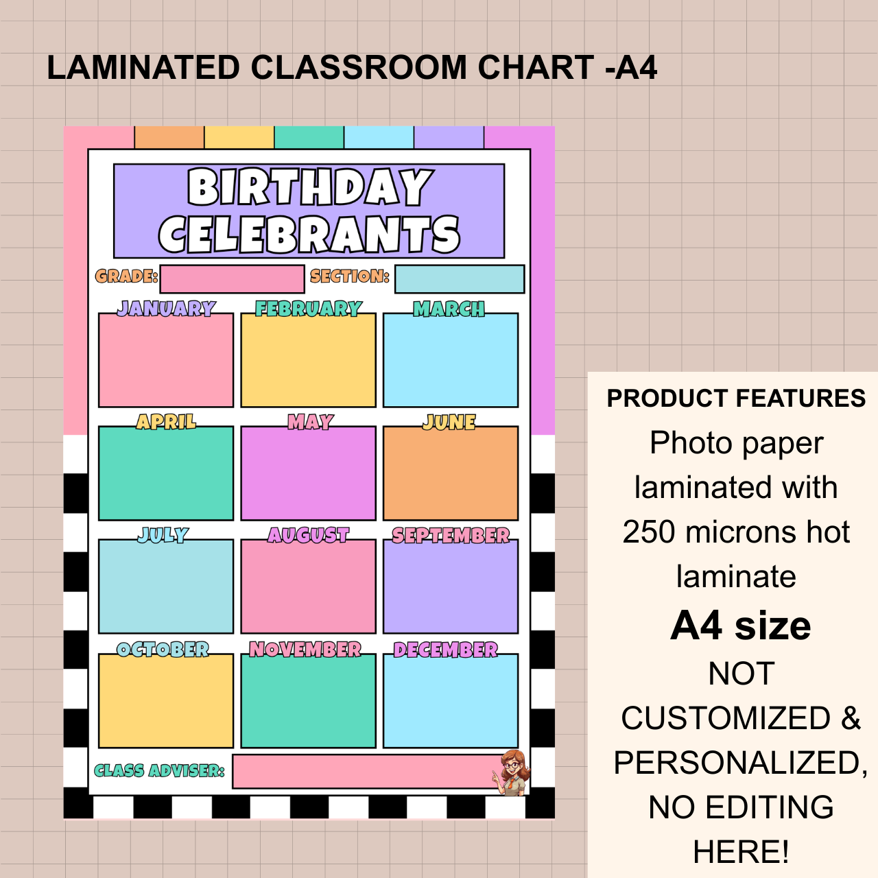 Classroom Wall Chart – A4 Laminated (250 Microns)