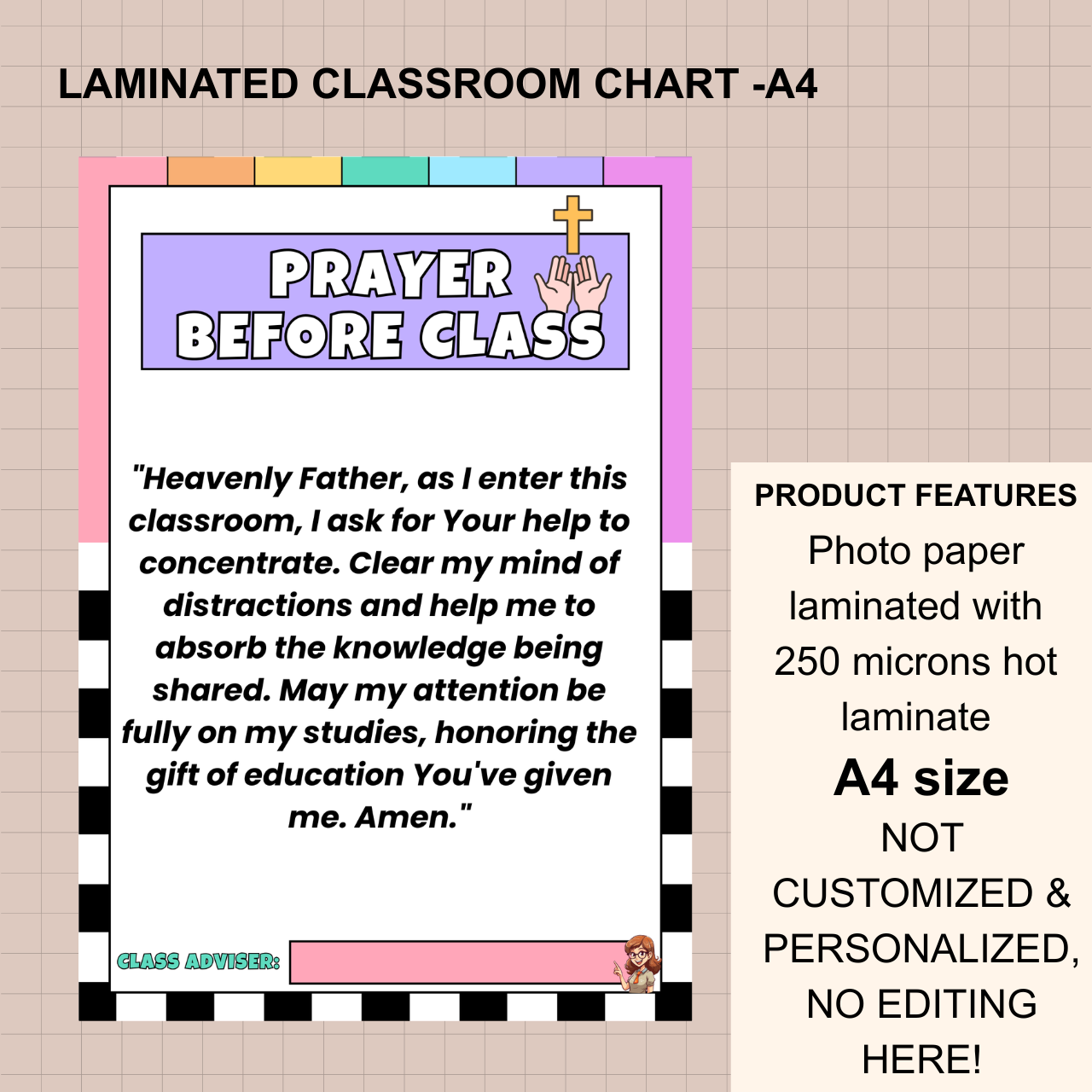 Classroom Wall Chart – A4 Laminated (250 Microns)