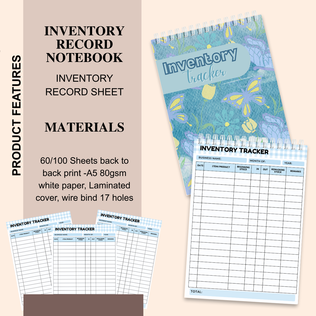 Product Pricelist & Inventory Record Notebook – A5 Business Tracker (Spiral Bound)