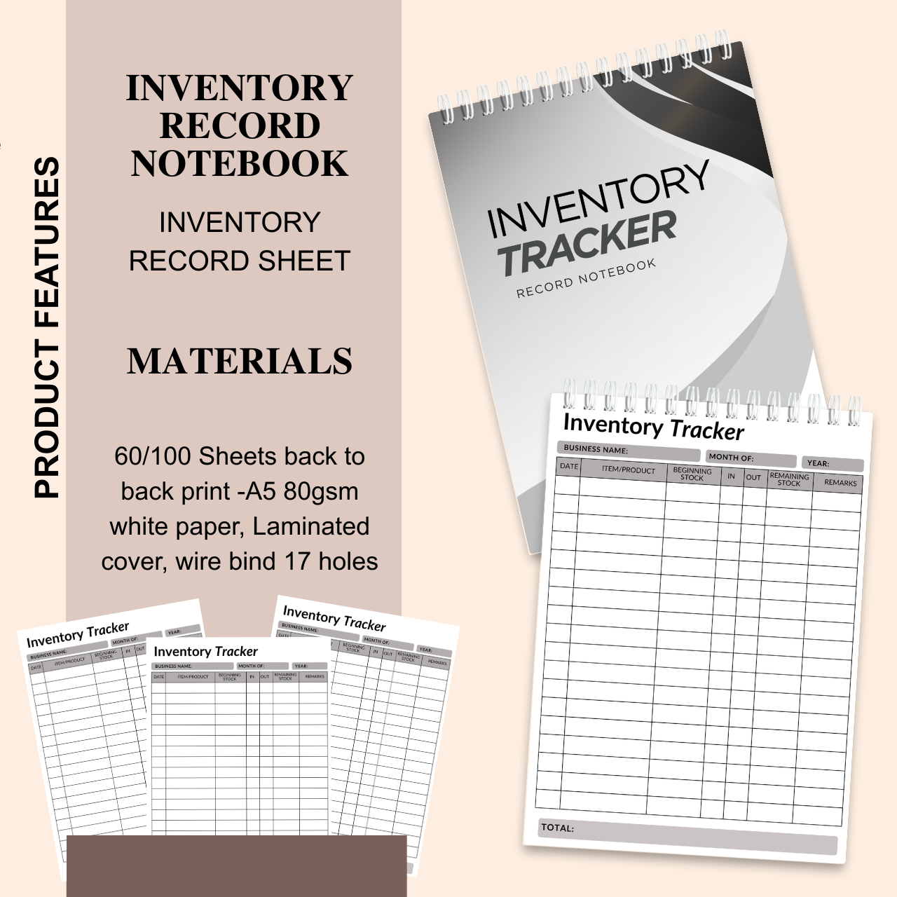 Product Pricelist & Inventory Record Notebook – A5 Business Tracker (Spiral Bound)