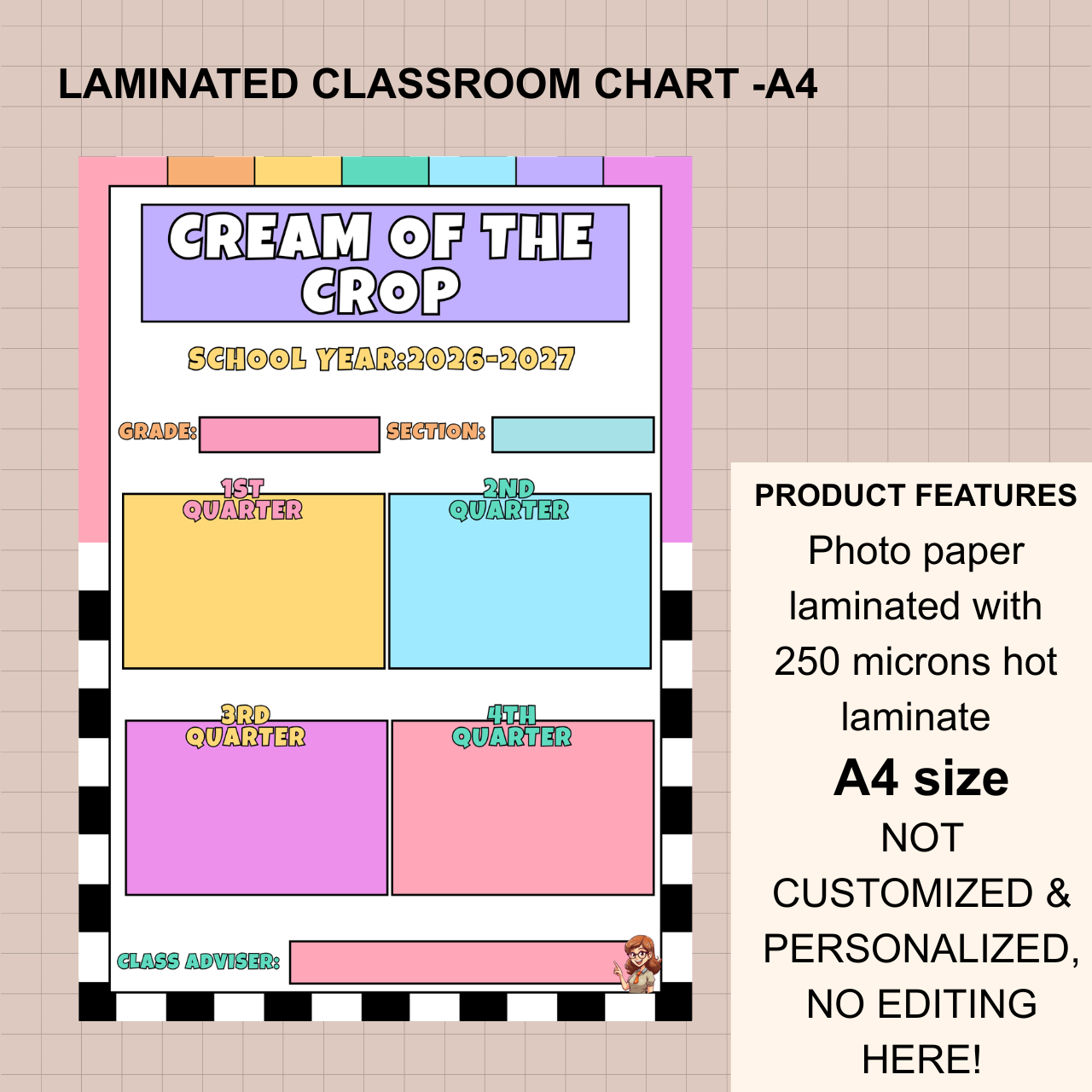 Classroom Wall Chart – A4 Laminated (250 Microns)