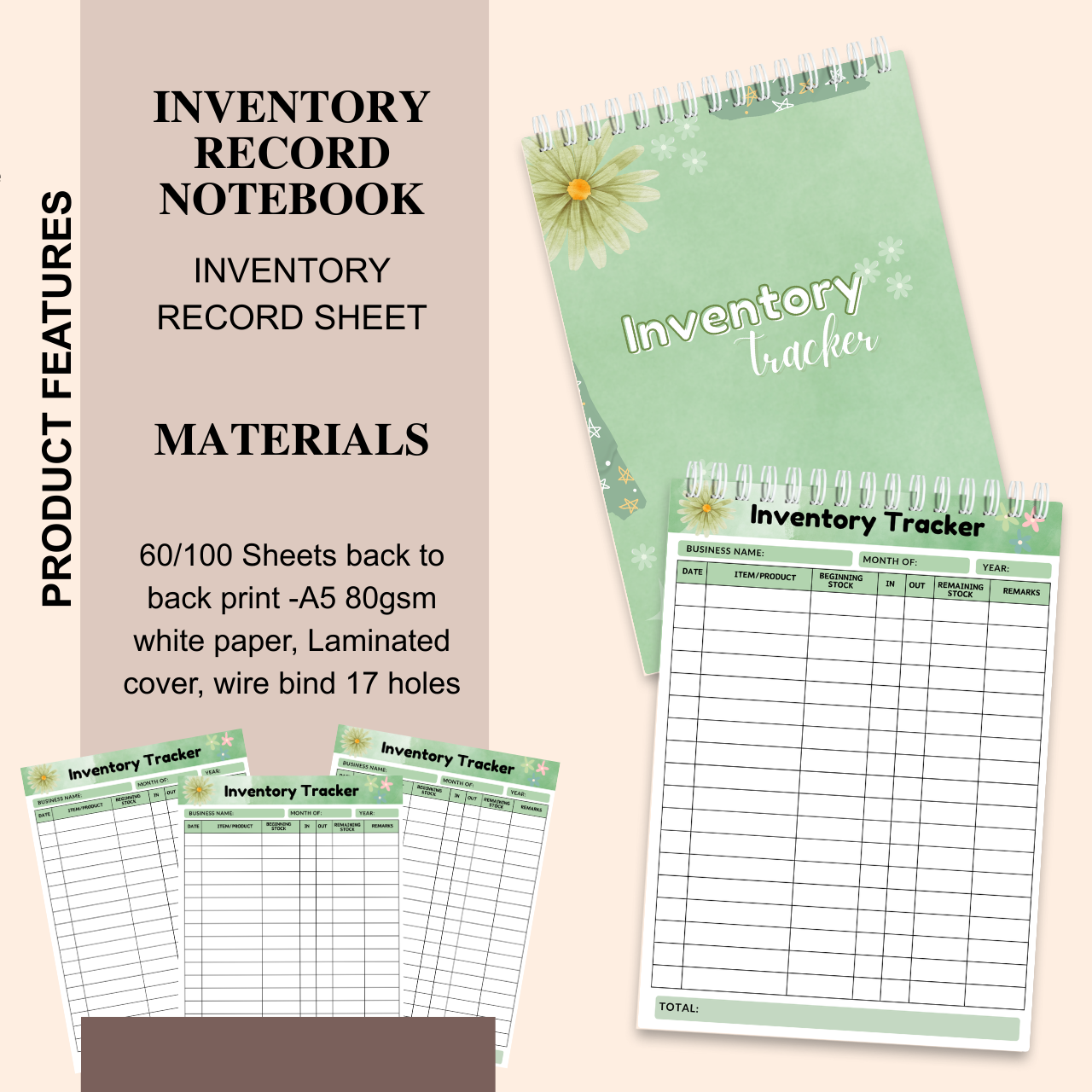Product Pricelist & Inventory Record Notebook – A5 Business Tracker (Spiral Bound)