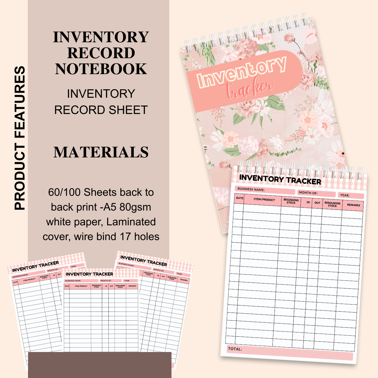 Product Pricelist & Inventory Record Notebook – A5 Business Tracker (Spiral Bound)