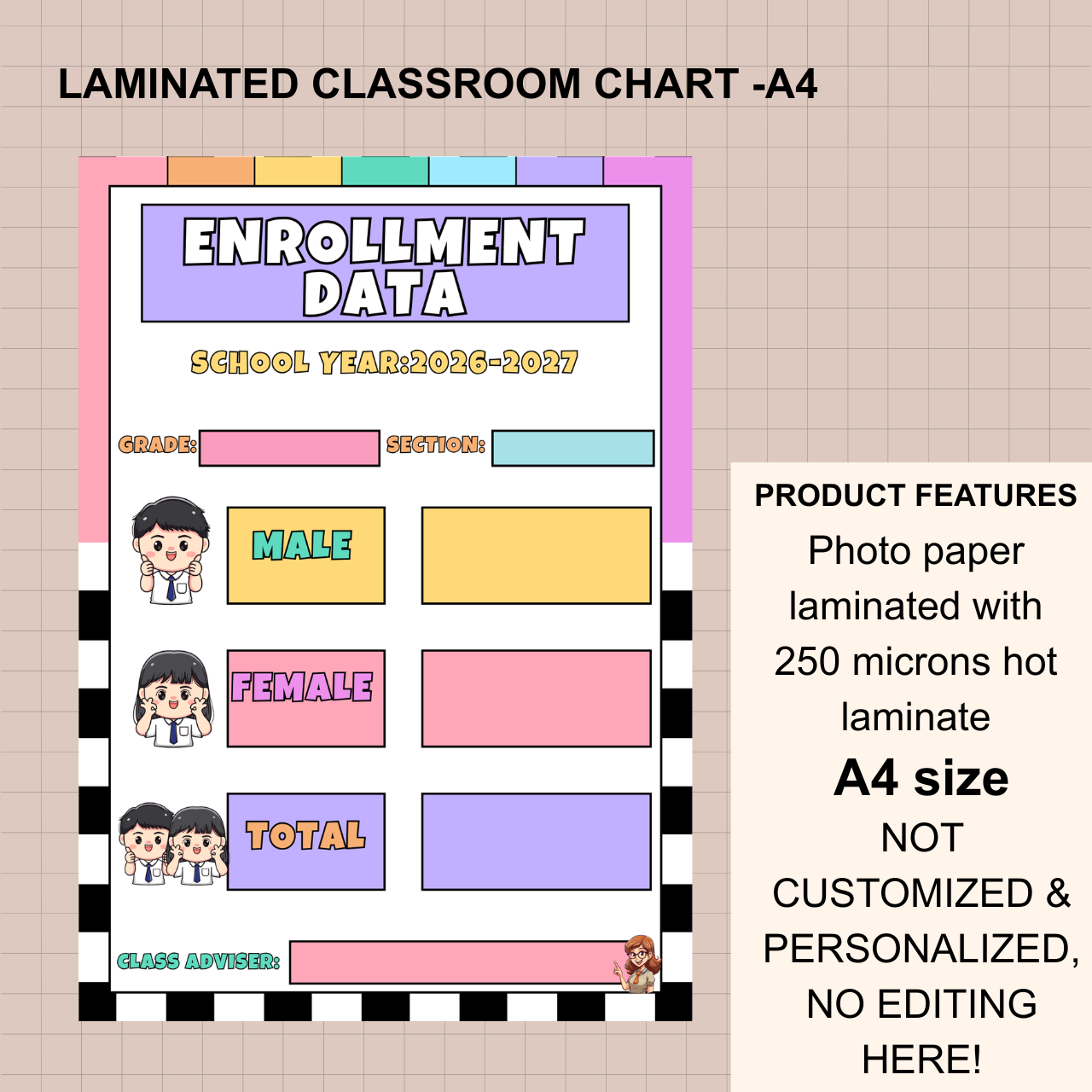 Classroom Wall Chart – A4 Laminated (250 Microns)