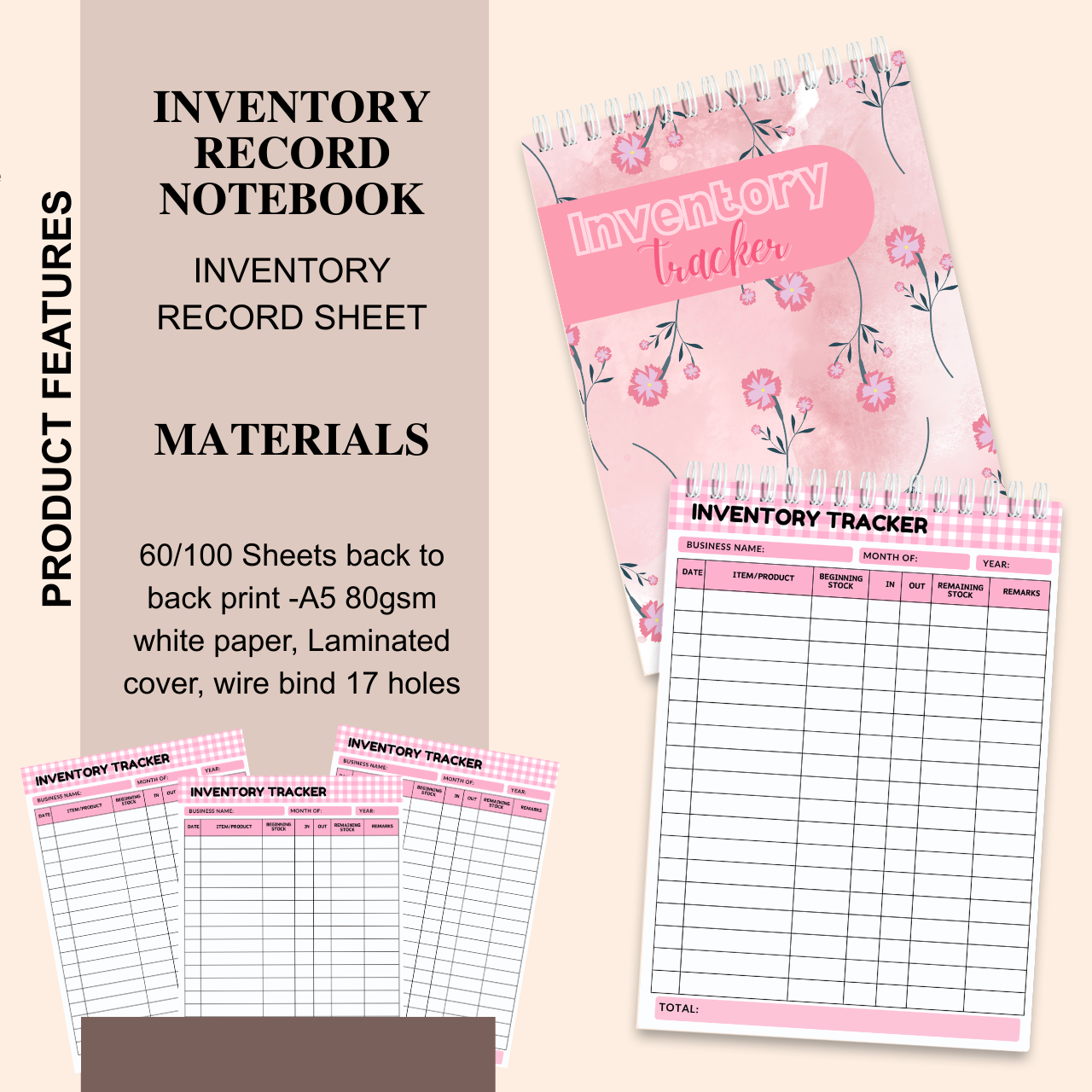 Product Pricelist & Inventory Record Notebook – A5 Business Tracker (Spiral Bound)