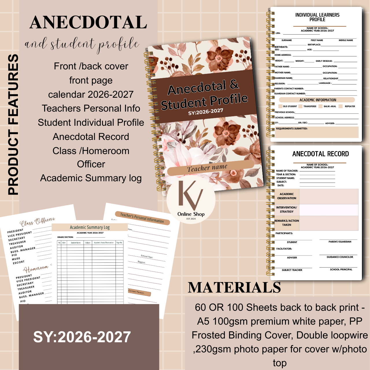 Anecdotal & Student Profile Notebook – SY 2026–2027