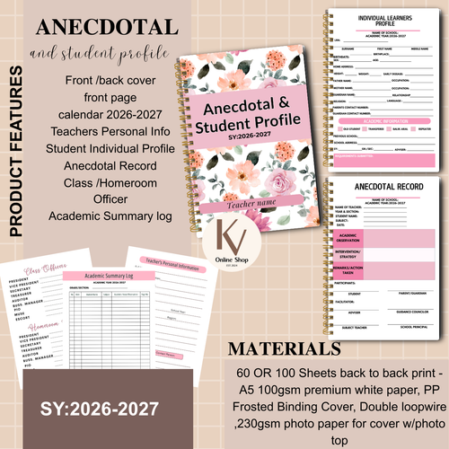 Anecdotal & Student Profile Notebook – SY 2026–2027