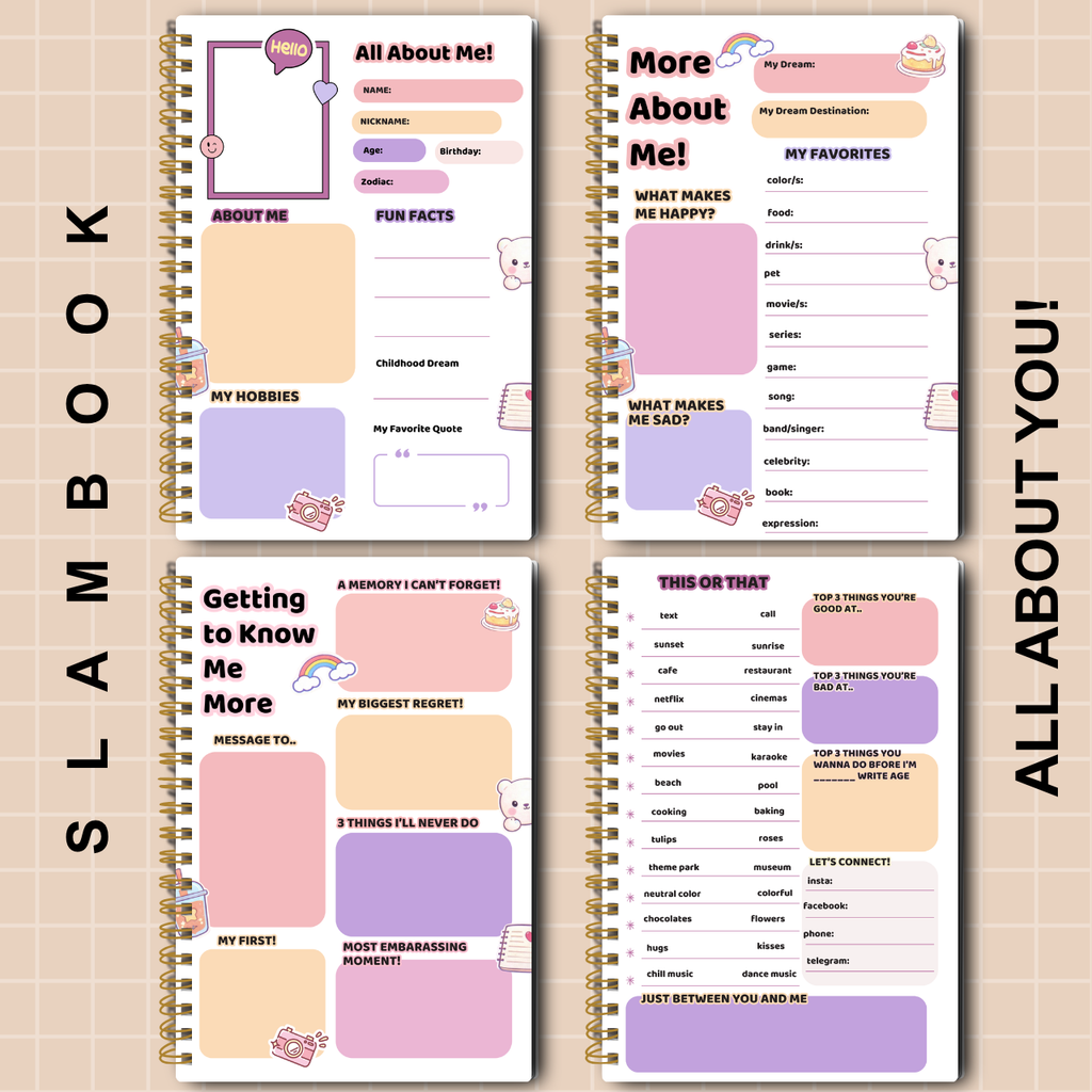 Slambook A5 – “Getting to Know Your Bestie Better” (Pastel Collection | 30 or 50 Sheets)