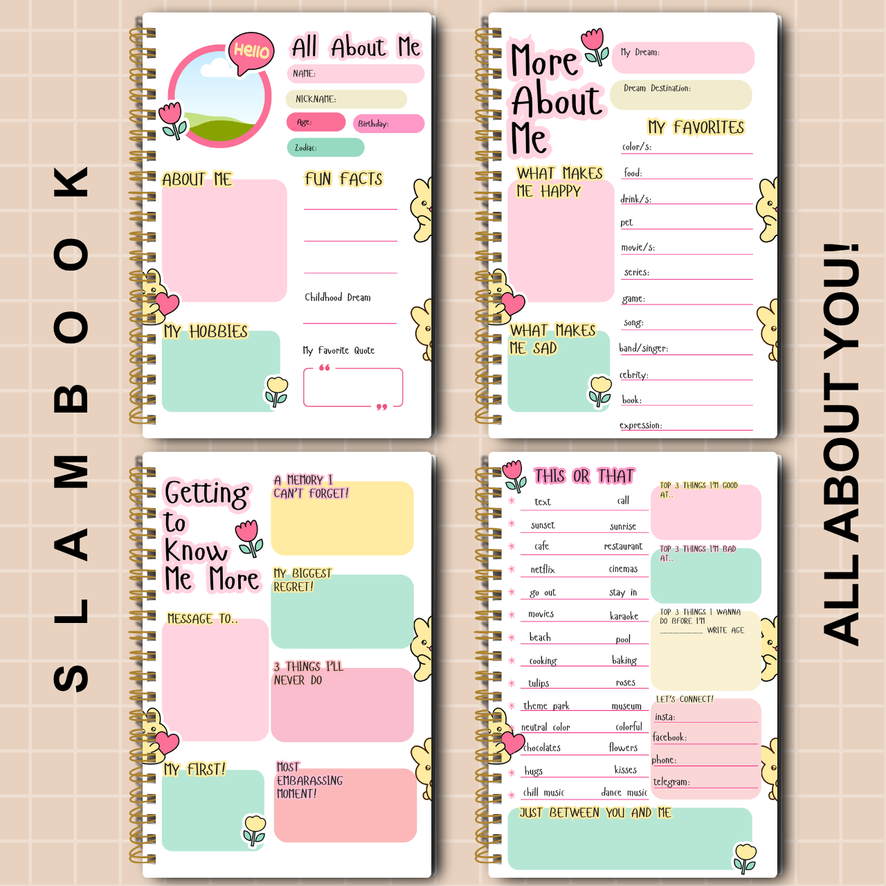Slambook A5 – “Getting to Know Your Bestie Better” (Pastel Collection | 30 or 50 Sheets)