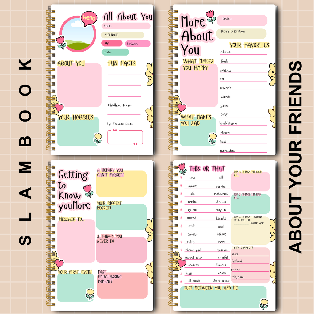Slambook A5 – “Getting to Know Your Bestie Better” (Pastel Collection | 30 or 50 Sheets)