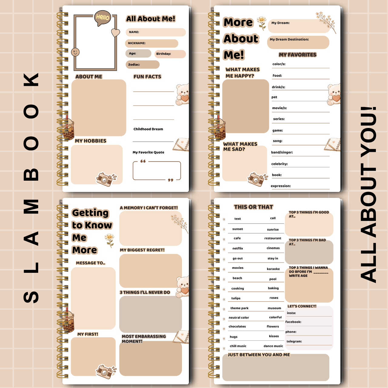 Slambook A5 – “Getting to Know Your Bestie Better” (Pastel Collection | 30 or 50 Sheets)