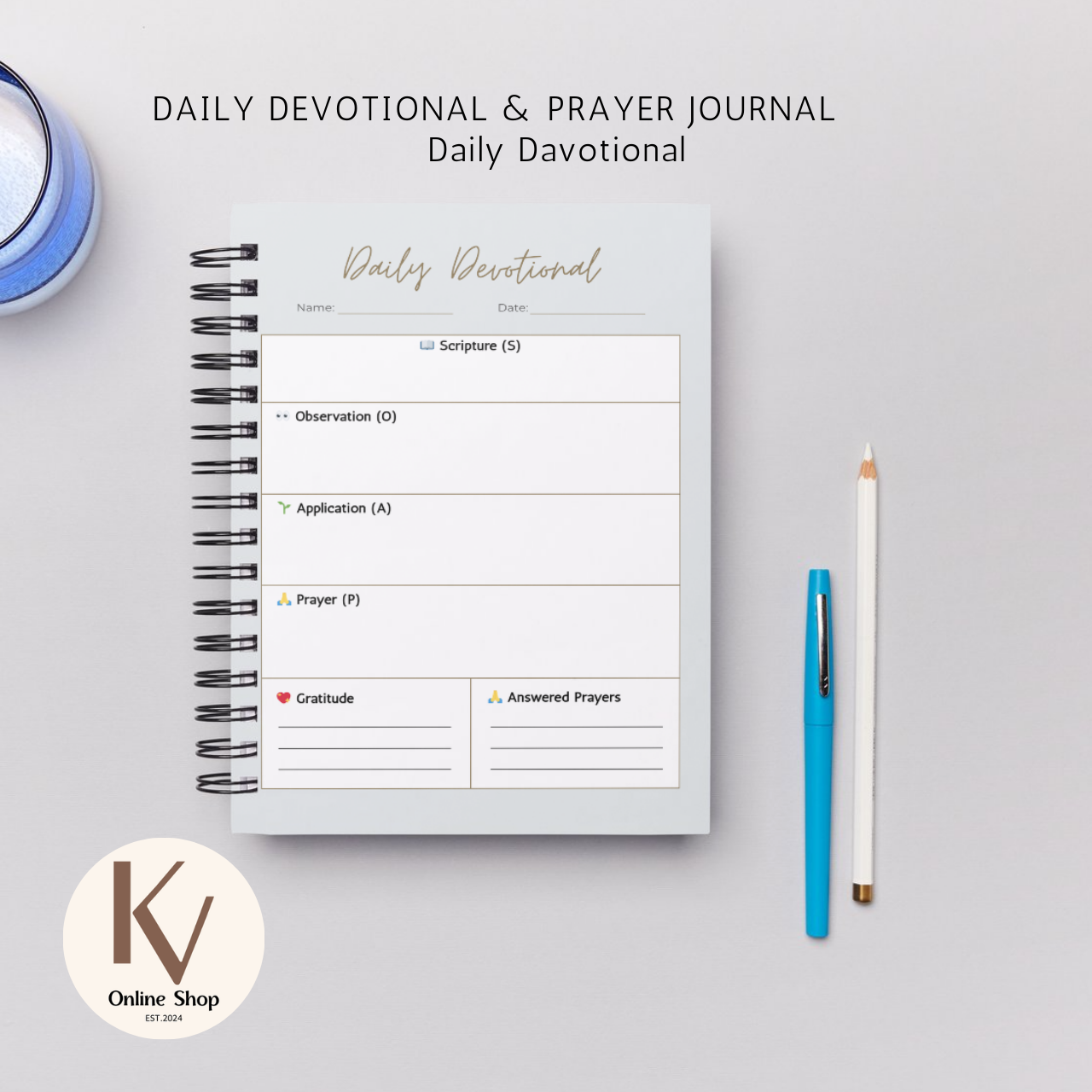 Daily Devotional & Prayer Journal – “Be Still” Faith Reflection Notebook | A5 Spiral Bound Christian Journal