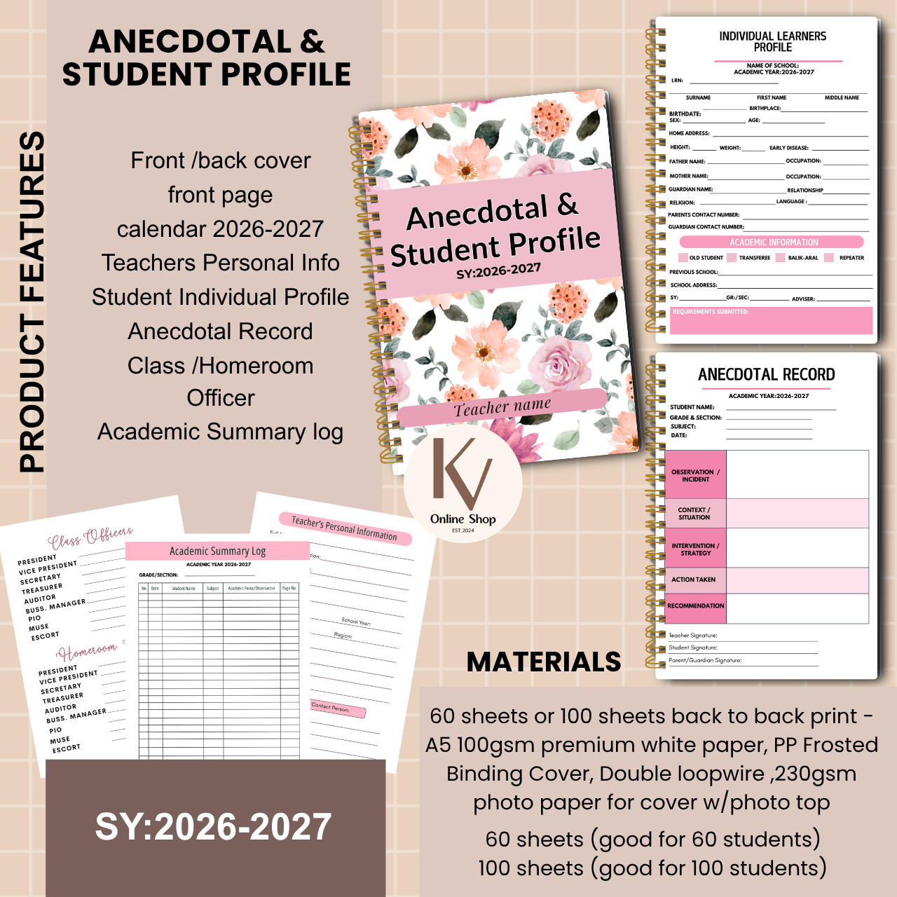 Anecdotal & Student Profile Notebook – SY 2026–2027