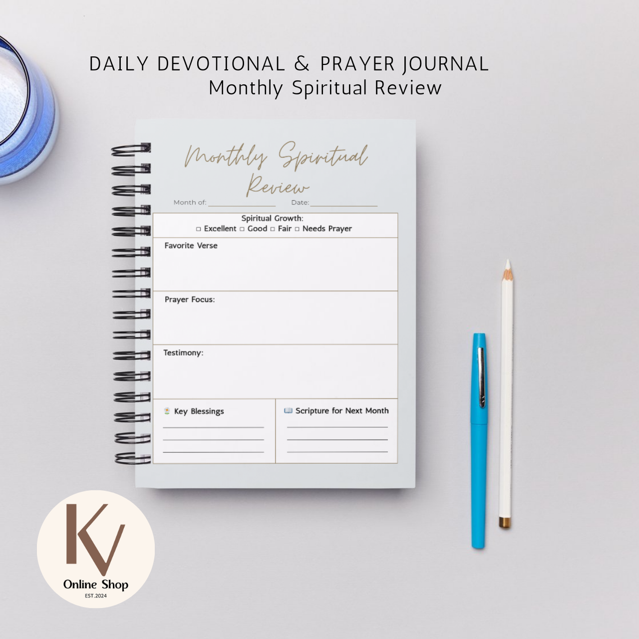 Daily Devotional & Prayer Journal – “Be Still” Faith Reflection Notebook | A5 Spiral Bound Christian Journal