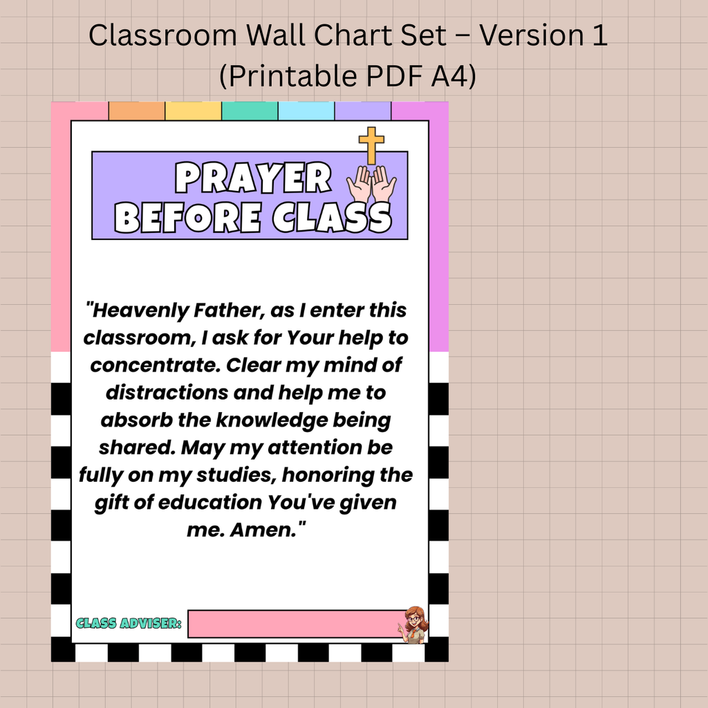 Digital Product - Classroom Wall Chart Set – Version 1 (Printable PDF A4)
