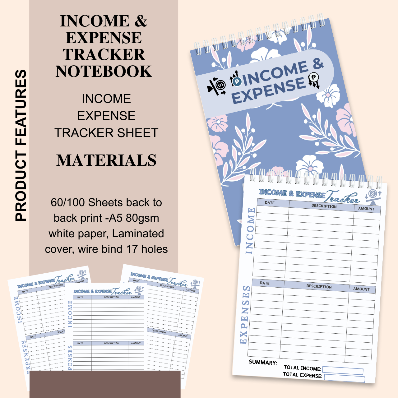 Income, Expense & Cash Flow Tracker Notebook (A5 | Business & Personal Finance Logbook)