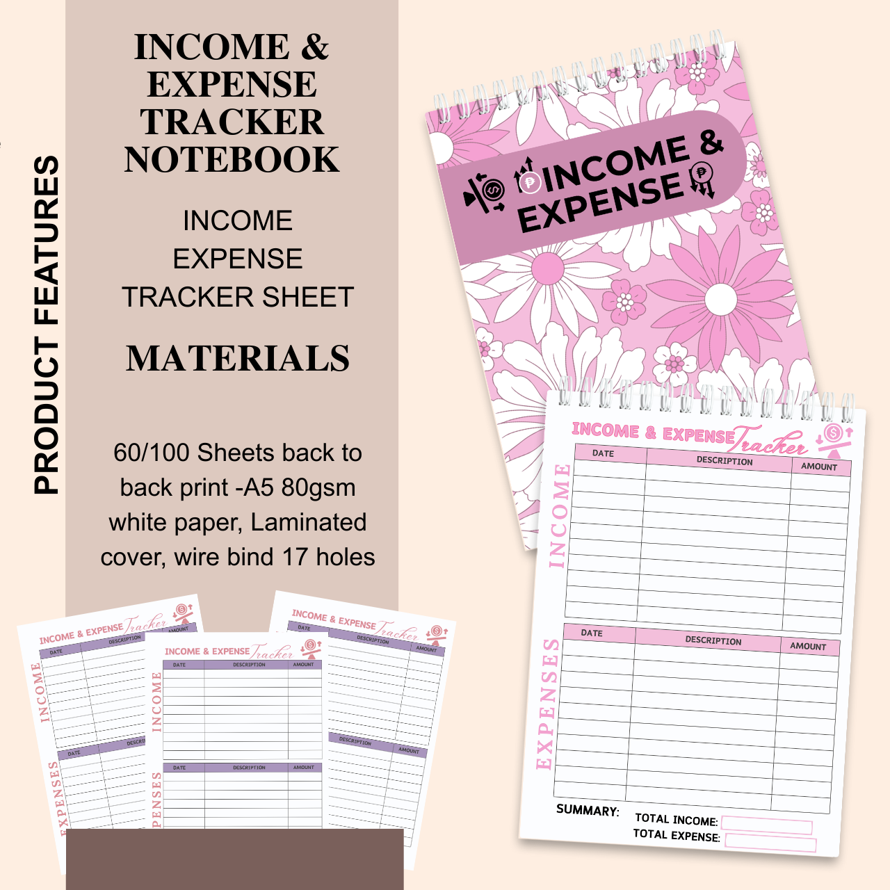 Income, Expense & Cash Flow Tracker Notebook (A5 | Business & Personal Finance Logbook)