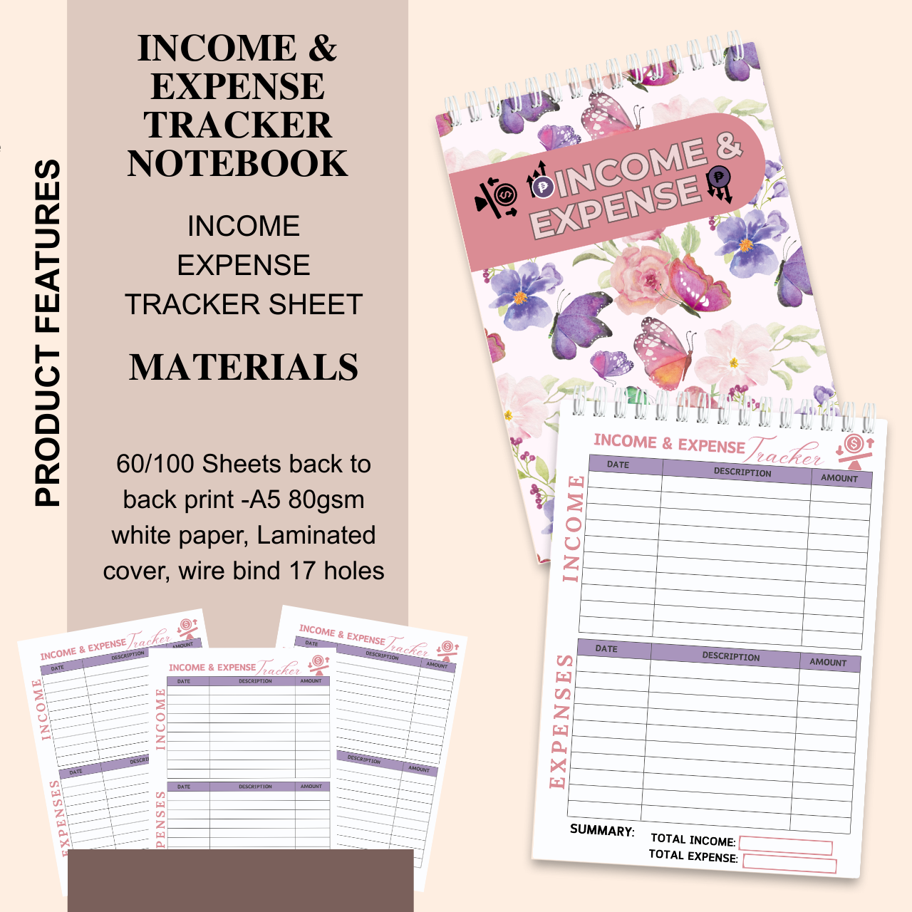 Income, Expense & Cash Flow Tracker Notebook (A5 | Business & Personal Finance Logbook)
