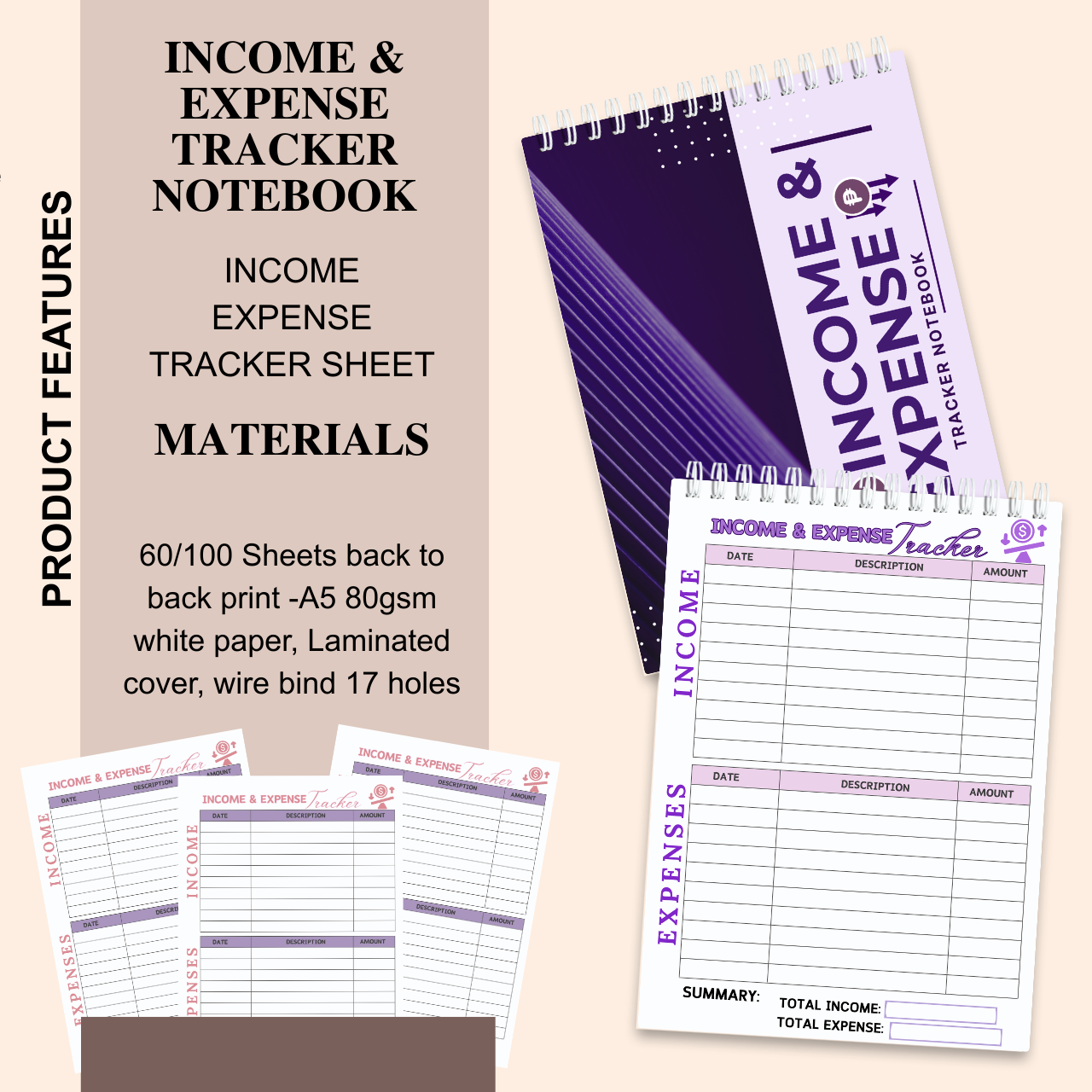 Income, Expense & Cash Flow Tracker Notebook (A5 | Business & Personal Finance Logbook)