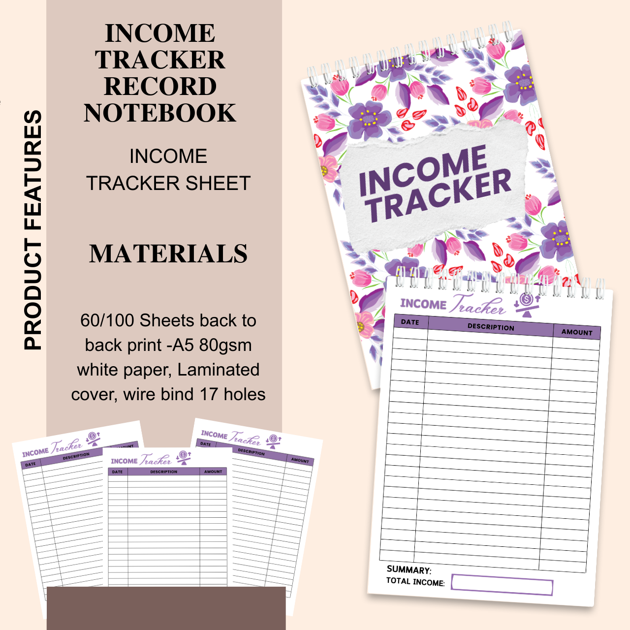 Income, Expense & Cash Flow Tracker Notebook (A5 | Business & Personal Finance Logbook)