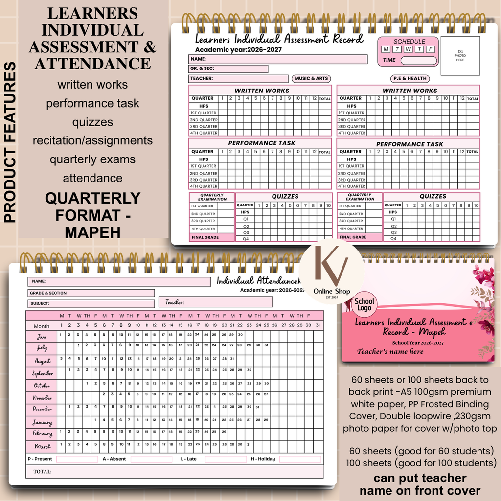 Learners Individual Assessment & Attendance Record – MAPEH Quarterly Format