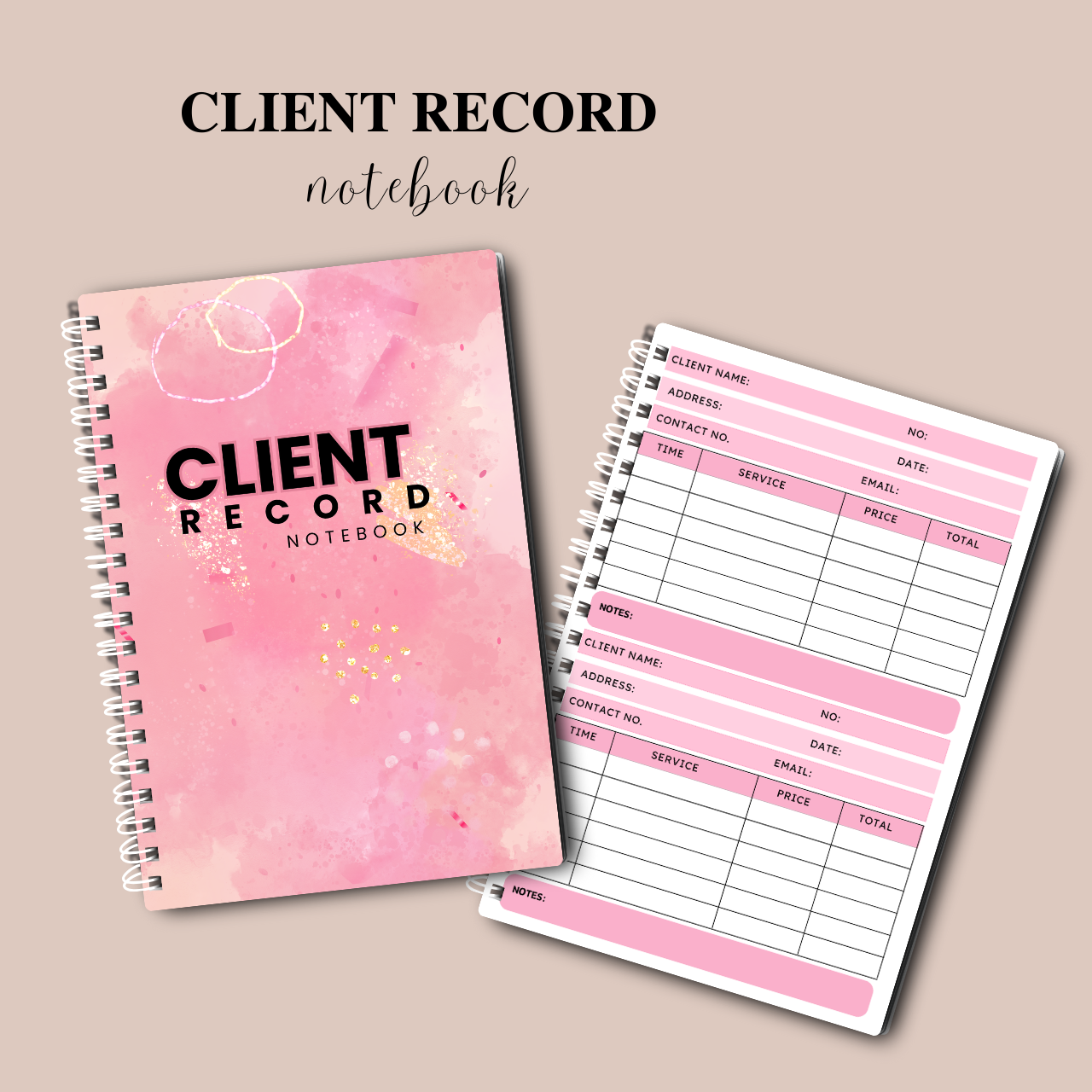 Client Record Notebook A5 | Customer Logbook & Service Record Tracker