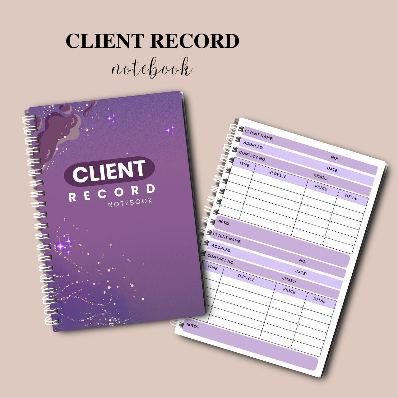 Client Record Notebook A5 | Customer Logbook & Service Record Tracker