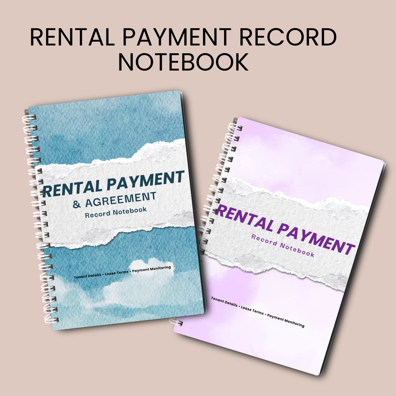 Rent Record Notebook with Rental Agreement Sheet | Landlord Rental Payment & Utility Tracker | A5 Spiral Bound (60/100 Sheets)