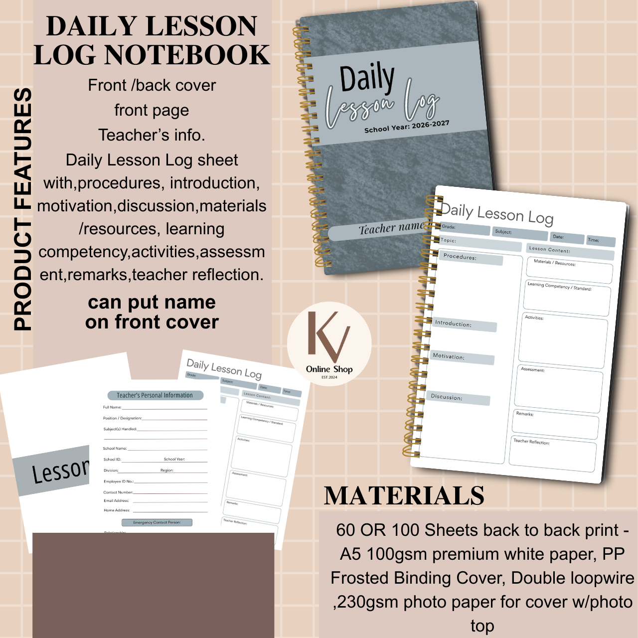 Daily Lesson Log Notebook A5 for Teachers | Classroom Teaching Record | SY 2026–2027