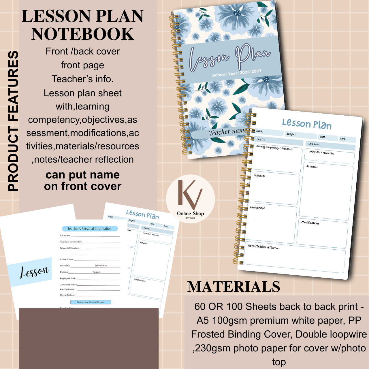 Lesson Plan Notebook A5 for Teachers | Daily Lesson Planner | SY 2026–2027