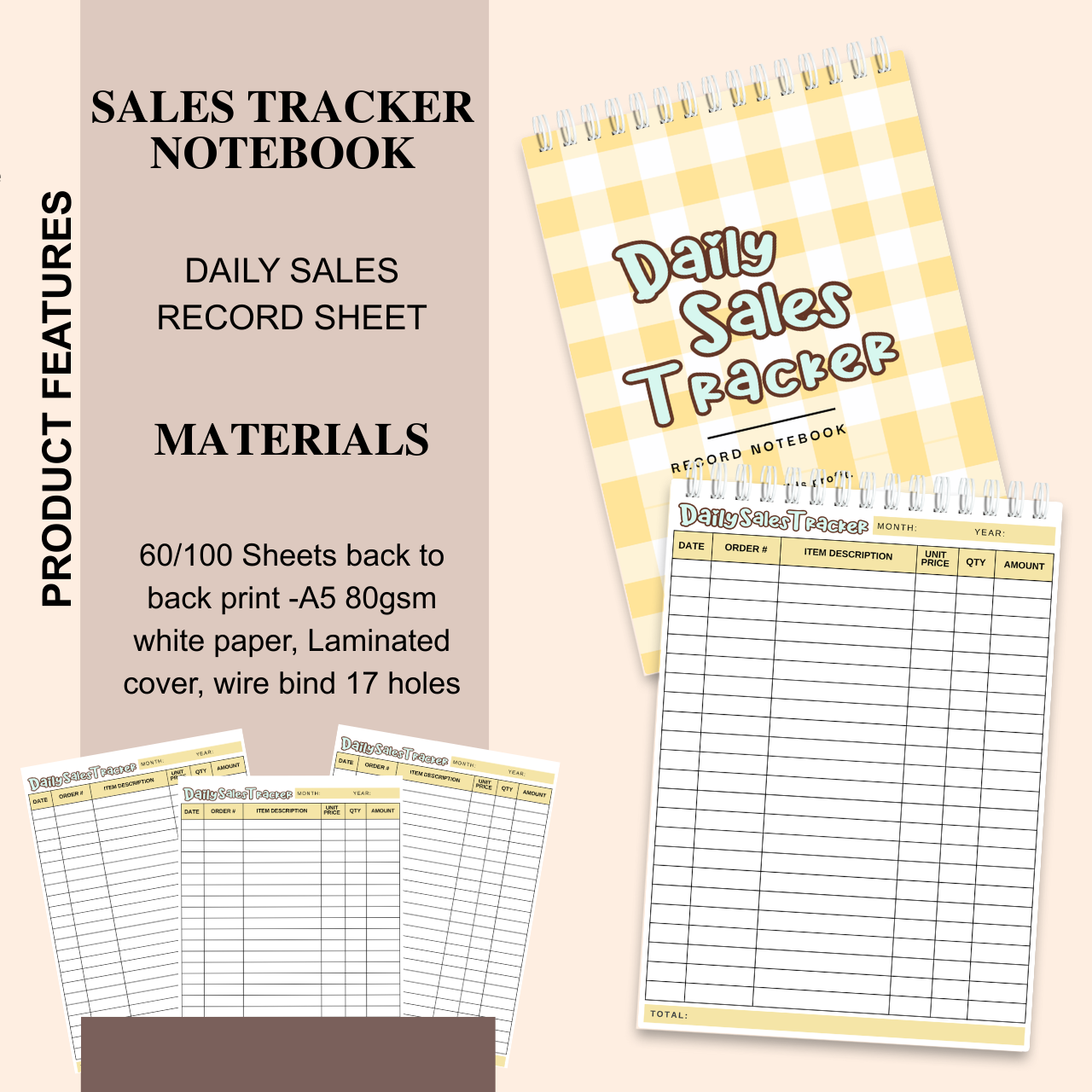 Daily & Weekly Sales Tracker Notebook – A5 Handmade Business Record Book