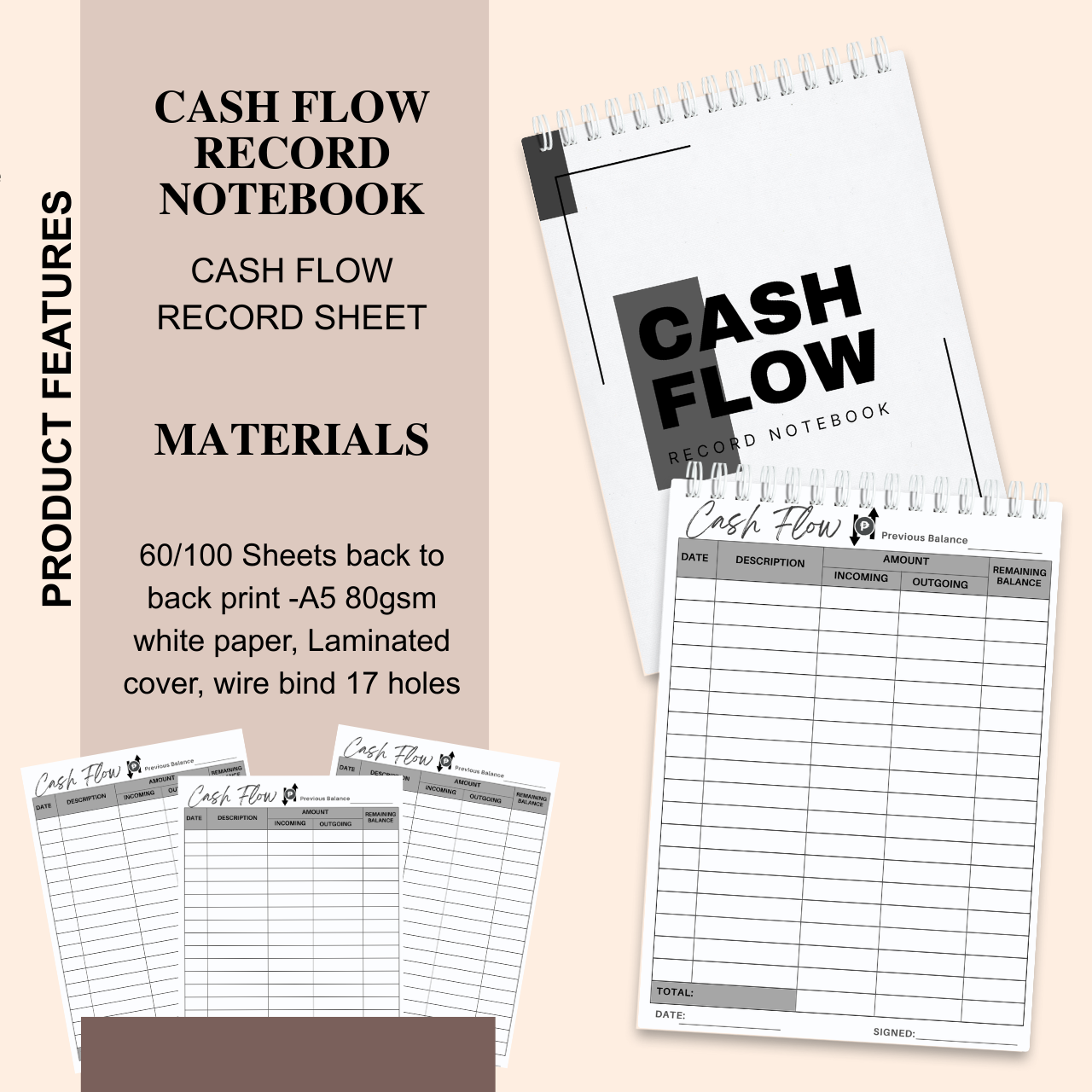 Income, Expense & Cash Flow Tracker Notebook (A5 | Business & Personal Finance Logbook)