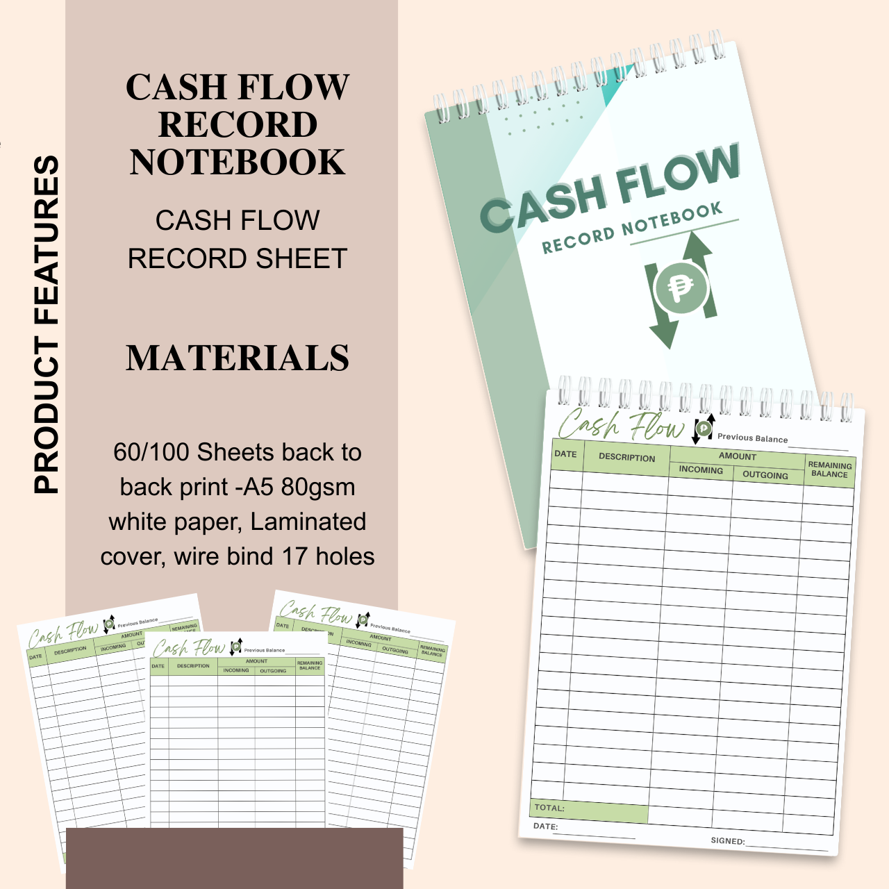 Income, Expense & Cash Flow Tracker Notebook (A5 | Business & Personal Finance Logbook)