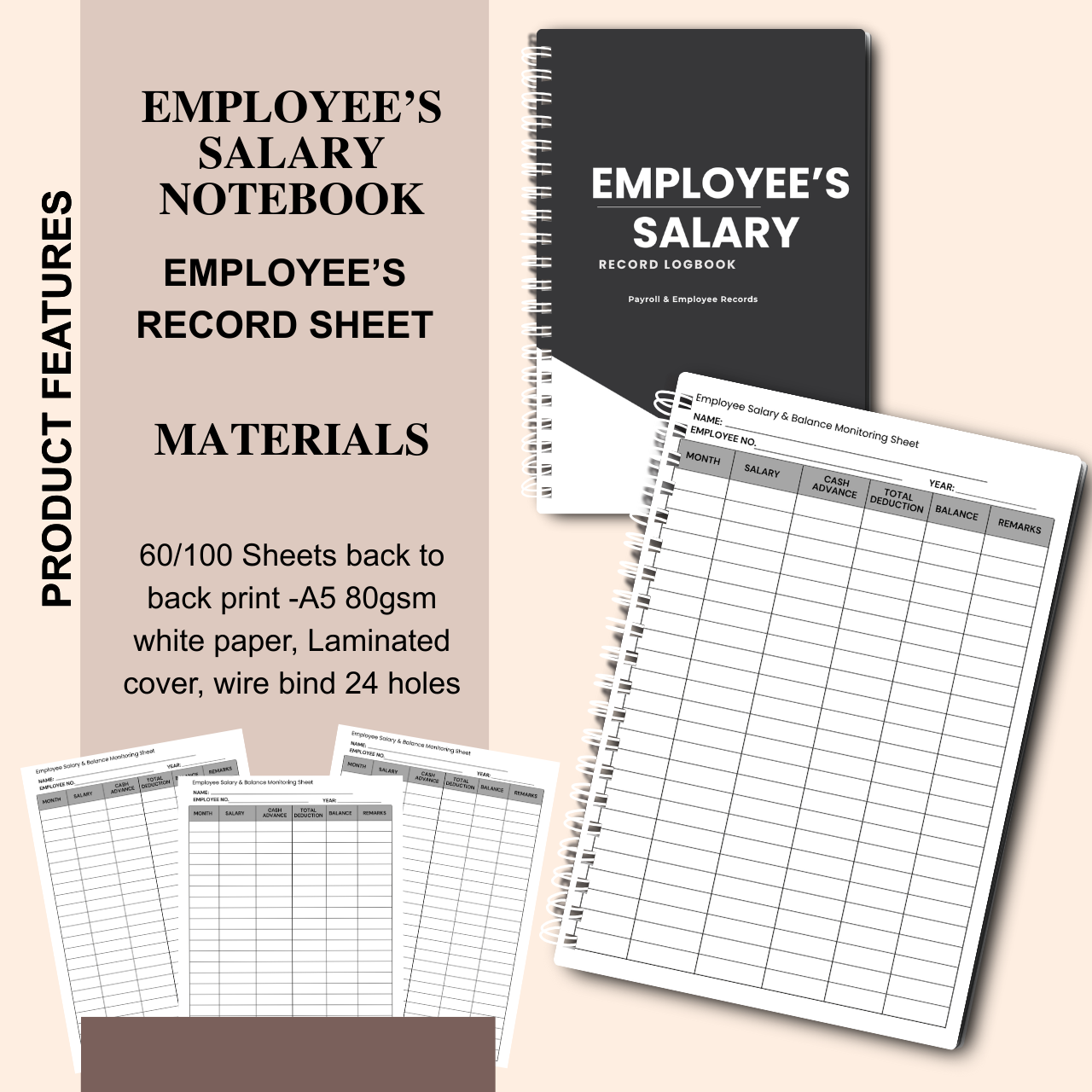 Employee Records & Salary Management Notebook (A5 Payroll & Staff Logbook)