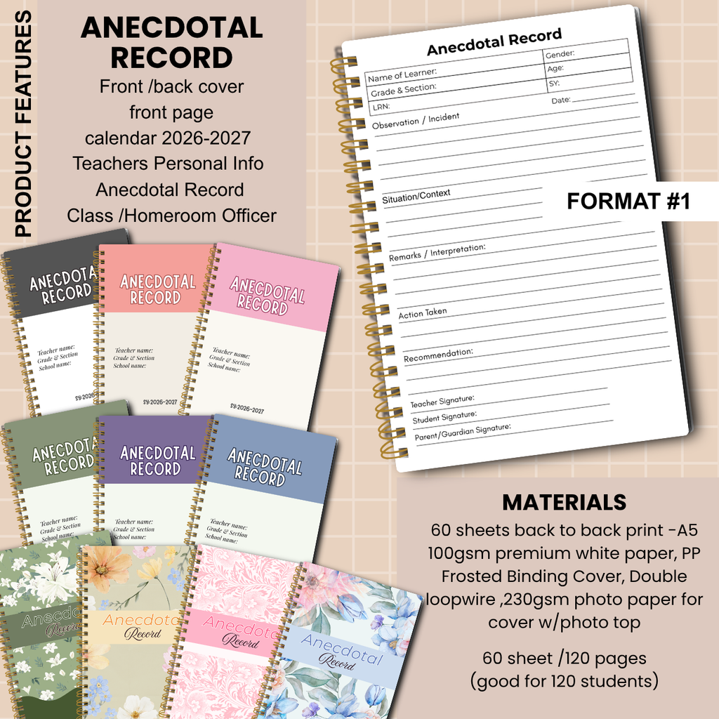 Anecdotal Record Notebook | SY 2026–2027 | Personalized | 2 Versions