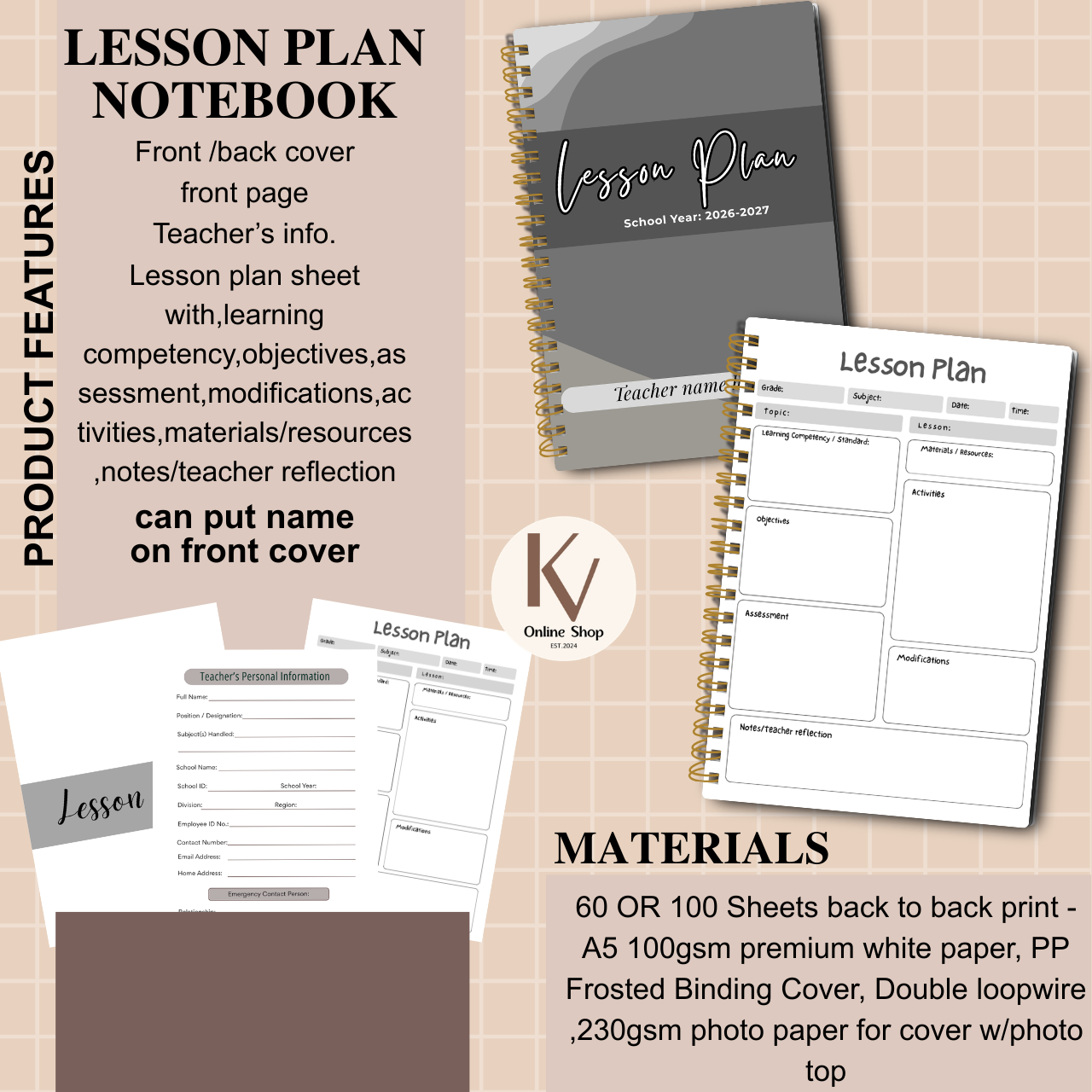 Lesson Plan Notebook A5 for Teachers | Daily Lesson Planner | SY 2026–2027