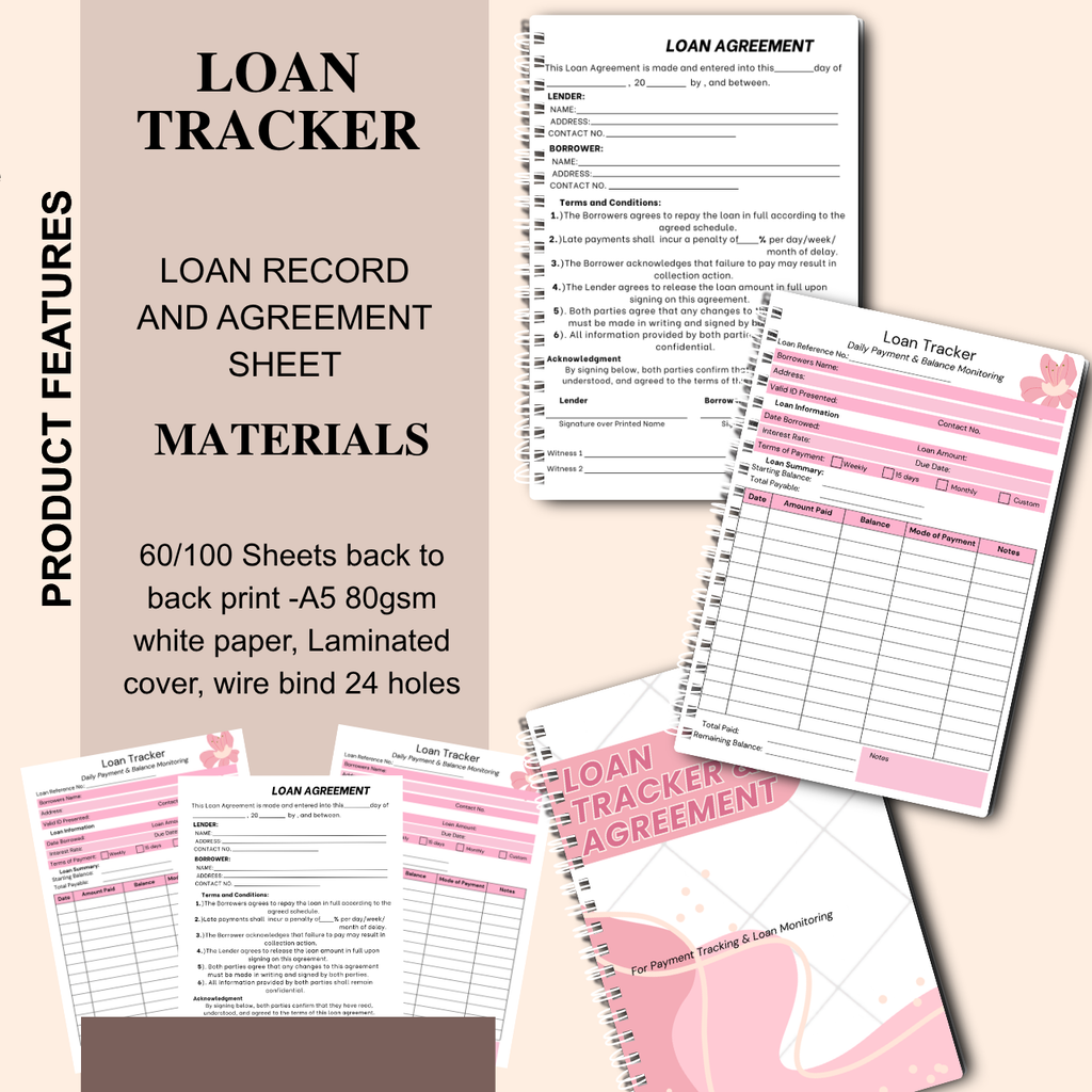Loan Record & Agreement Notebook A5 | Payment & Lending Tracker Log Book