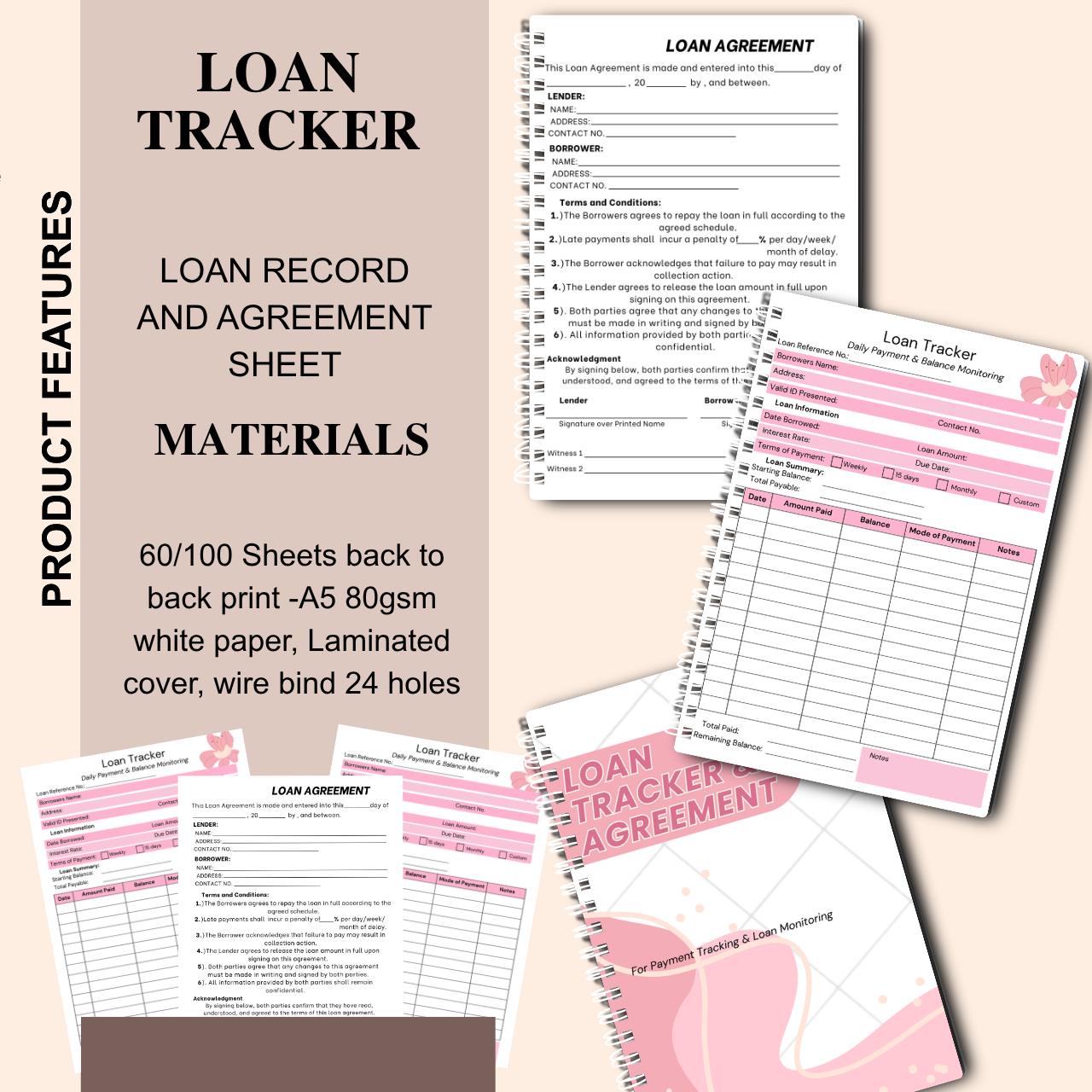 Loan Record & Agreement Notebook A5 | Payment & Lending Tracker Log Book