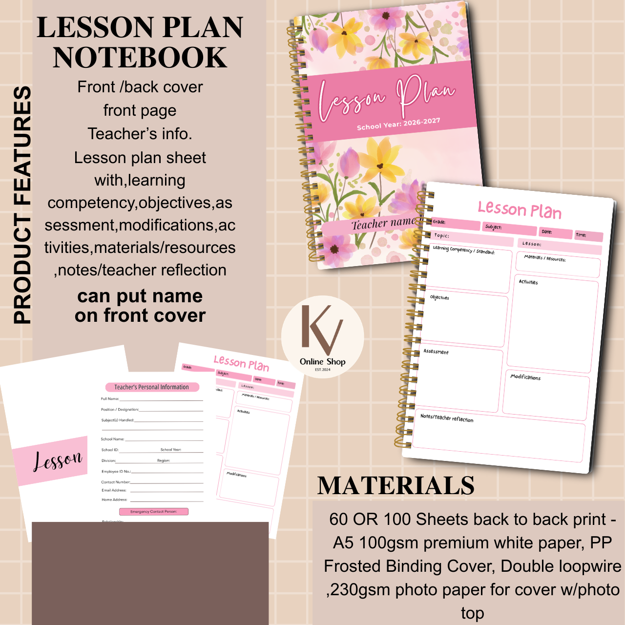 Lesson Plan Notebook A5 for Teachers | Daily Lesson Planner | SY 2026–2027