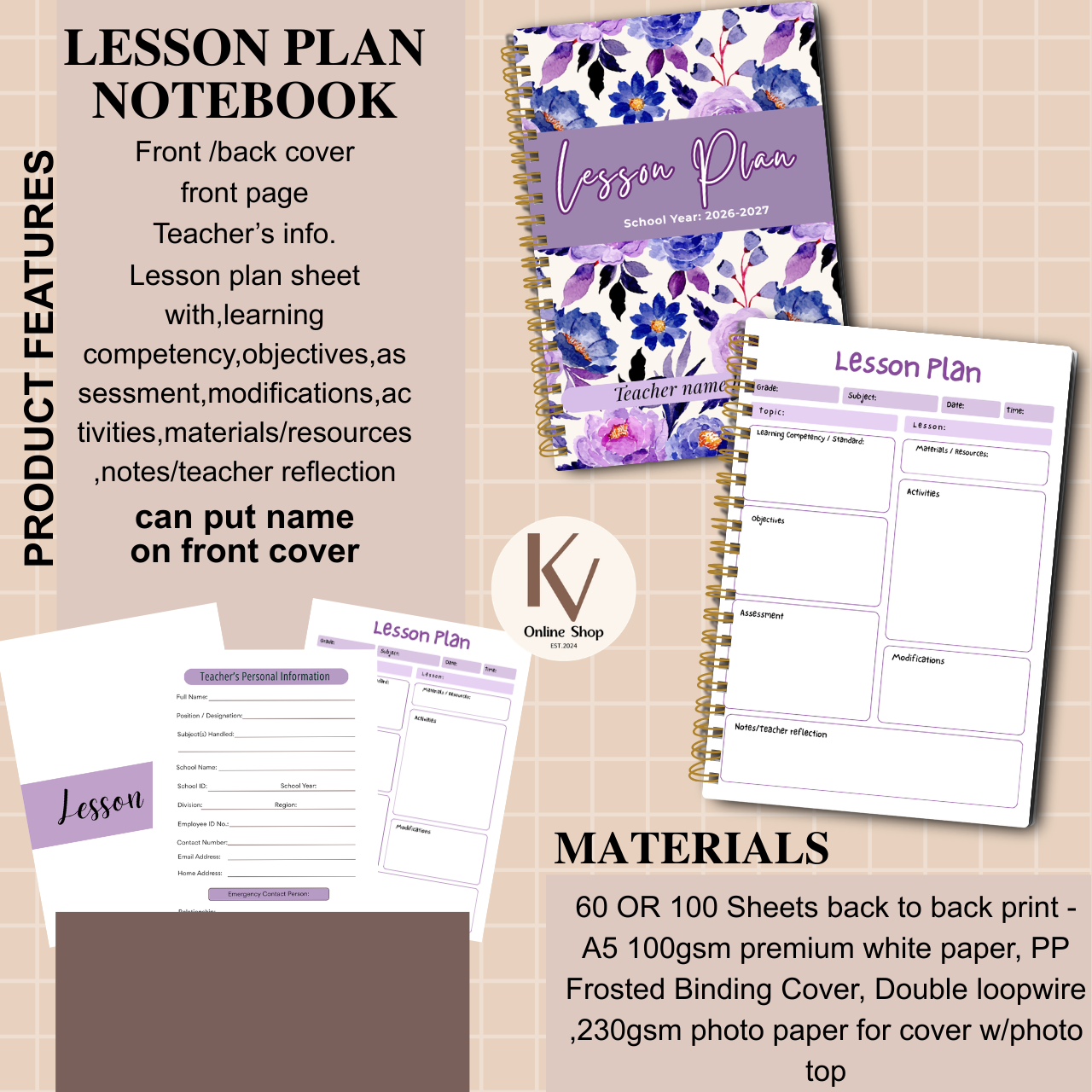 Lesson Plan Notebook A5 for Teachers | Daily Lesson Planner | SY 2026–2027