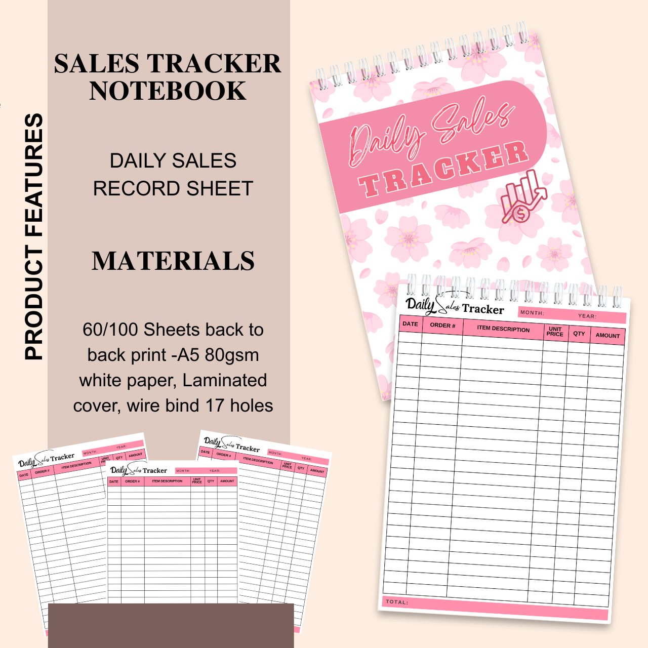 Daily & Weekly Sales Tracker Notebook – A5 Handmade Business Record Book