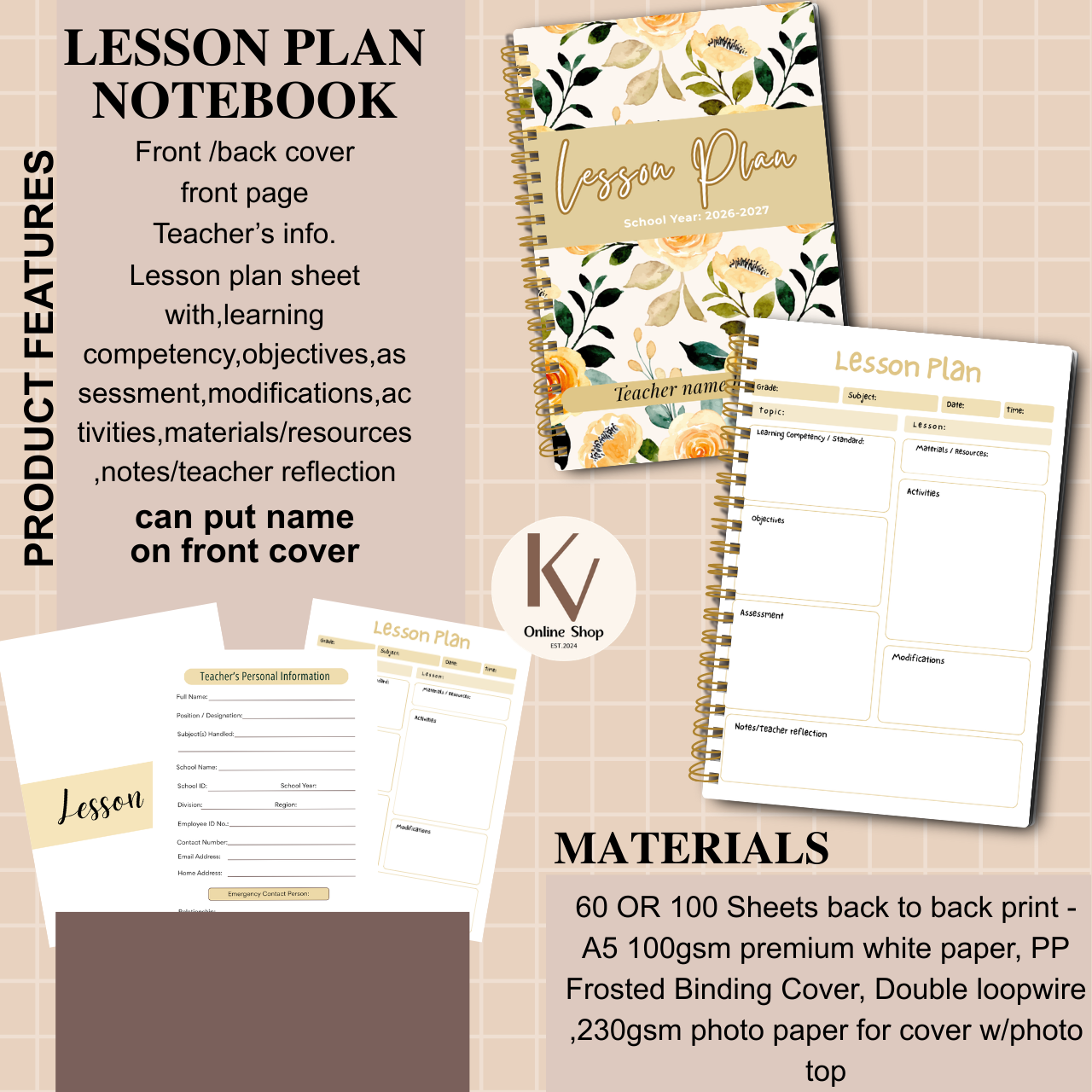 Lesson Plan Notebook A5 for Teachers | Daily Lesson Planner | SY 2026–2027